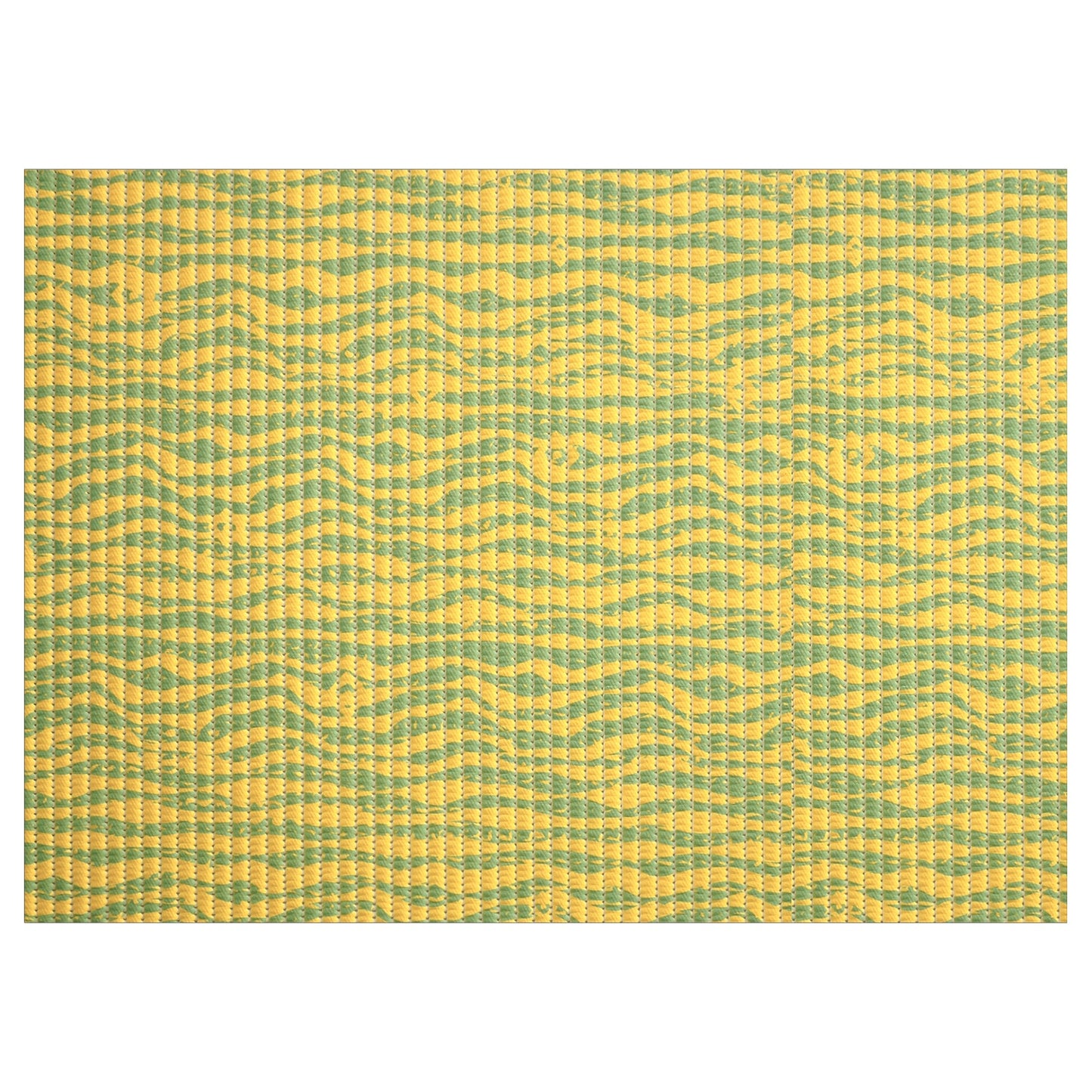Waves Bathroom Mat - 35" x 26" Yellow Waterproof Non-Slip Quick Dry Rug, Non-Absorbent Dirt Resistant Perfect for Kitchen, Bathroom and Restroom