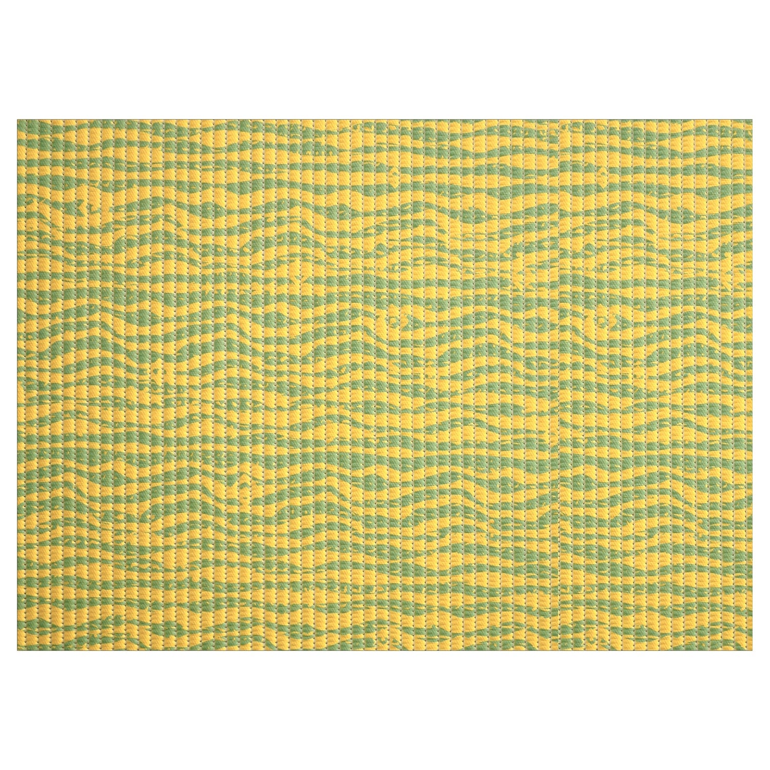 Waves Bathroom Mat - 35" x 26" Yellow Waterproof Non-Slip Quick Dry Rug, Non-Absorbent Dirt Resistant Perfect for Kitchen, Bathroom and Restroom