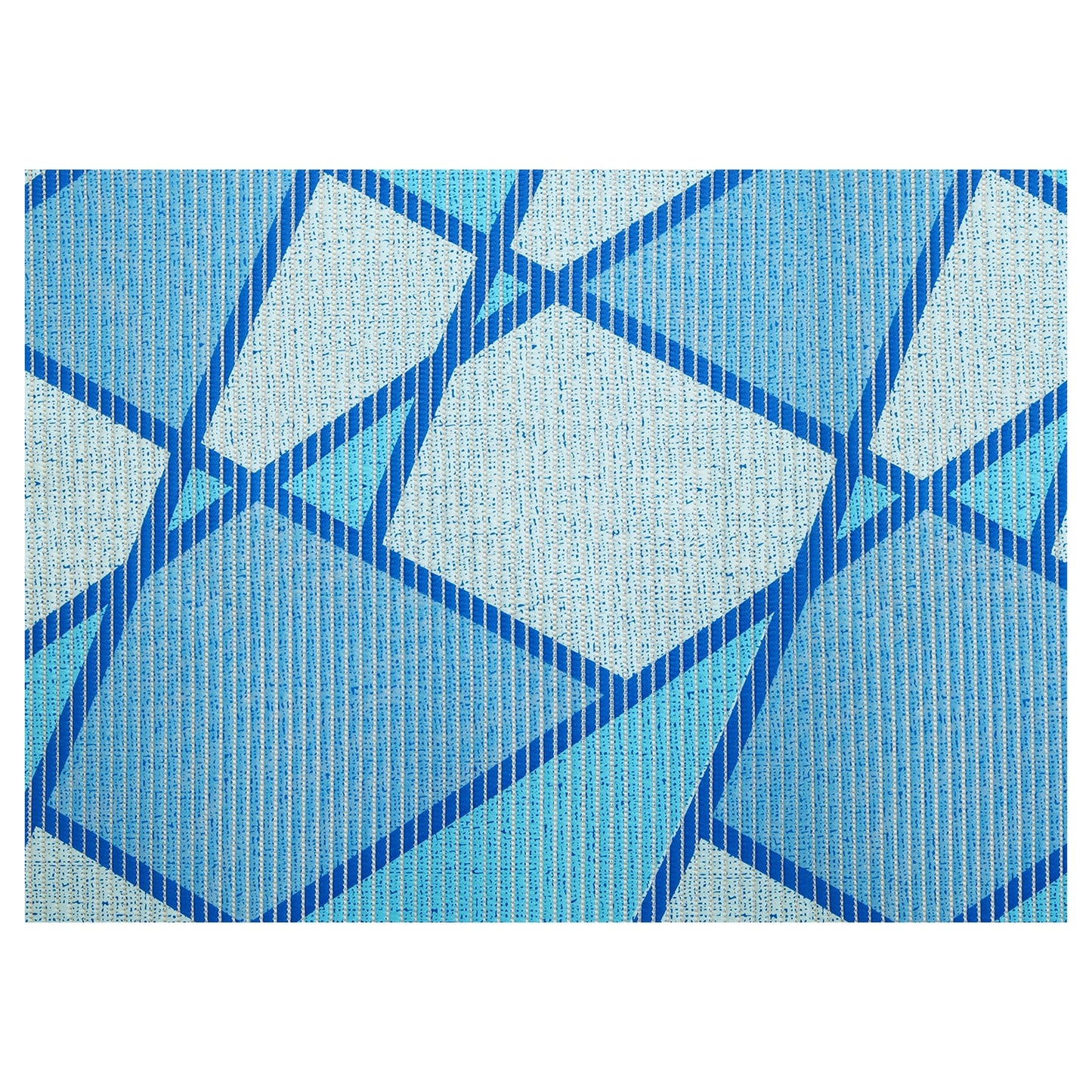 Geometric Bathroom Mat - 35" x 26" Blue Waterproof Non-Slip Quick Dry Rug, Non-Absorbent Dirt Resistant Perfect for Kitchen, Bathroom and Restroom