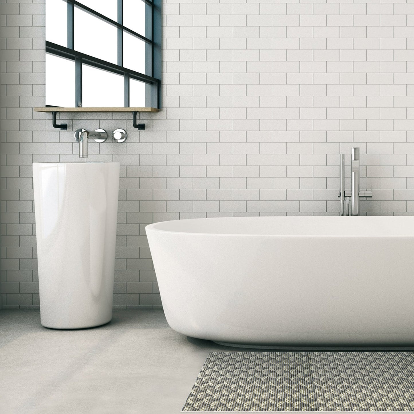 Sea Shell Bathroom Mat - 35" x 26" Grey Waterproof Non-Slip Quick Dry Rug, Non-Absorbent Dirt Resistant Perfect for Kitchen, Bathroom and Restroom