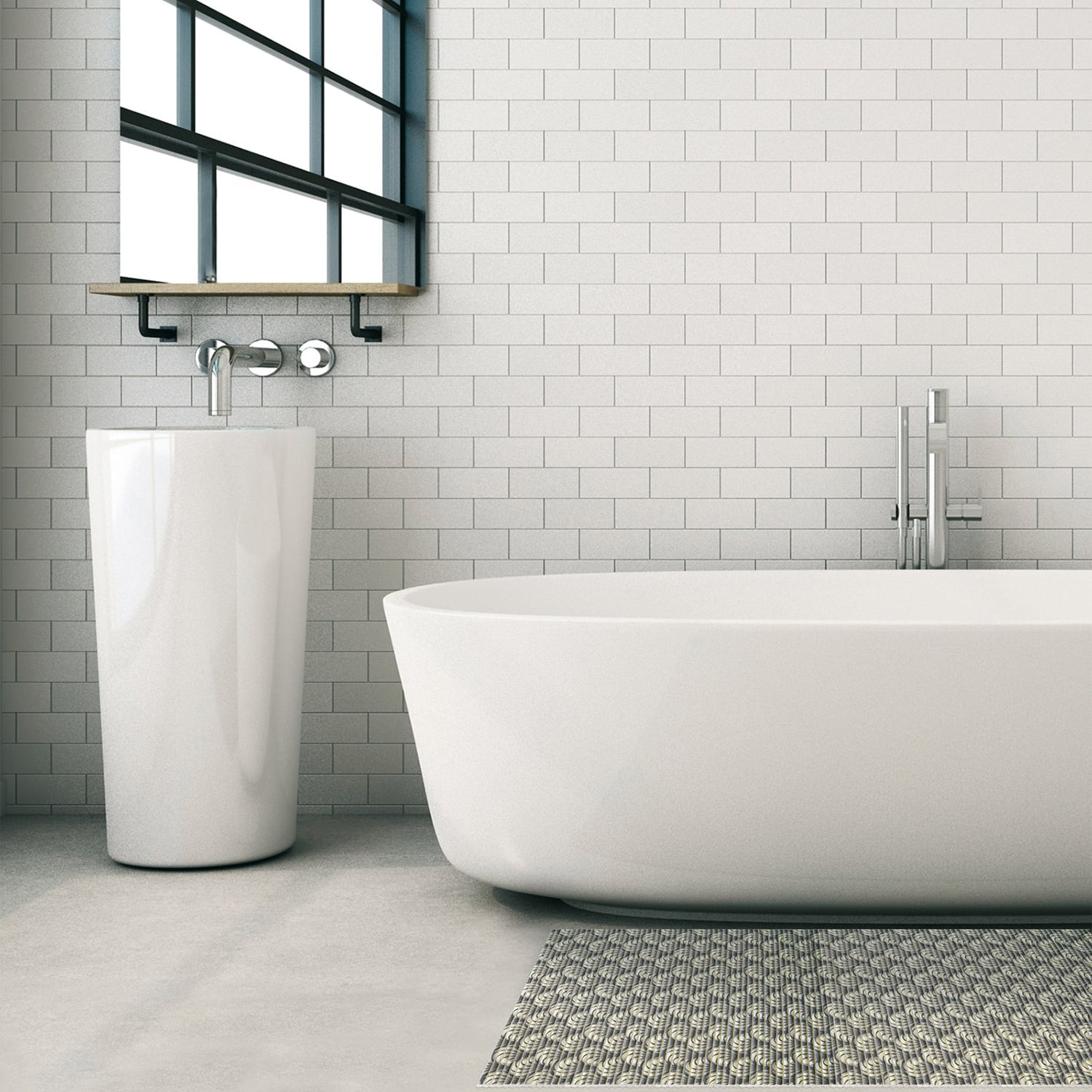 Sea Shell Bathroom Mat - 35" x 26" Grey Waterproof Non-Slip Quick Dry Rug, Non-Absorbent Dirt Resistant Perfect for Kitchen, Bathroom and Restroom