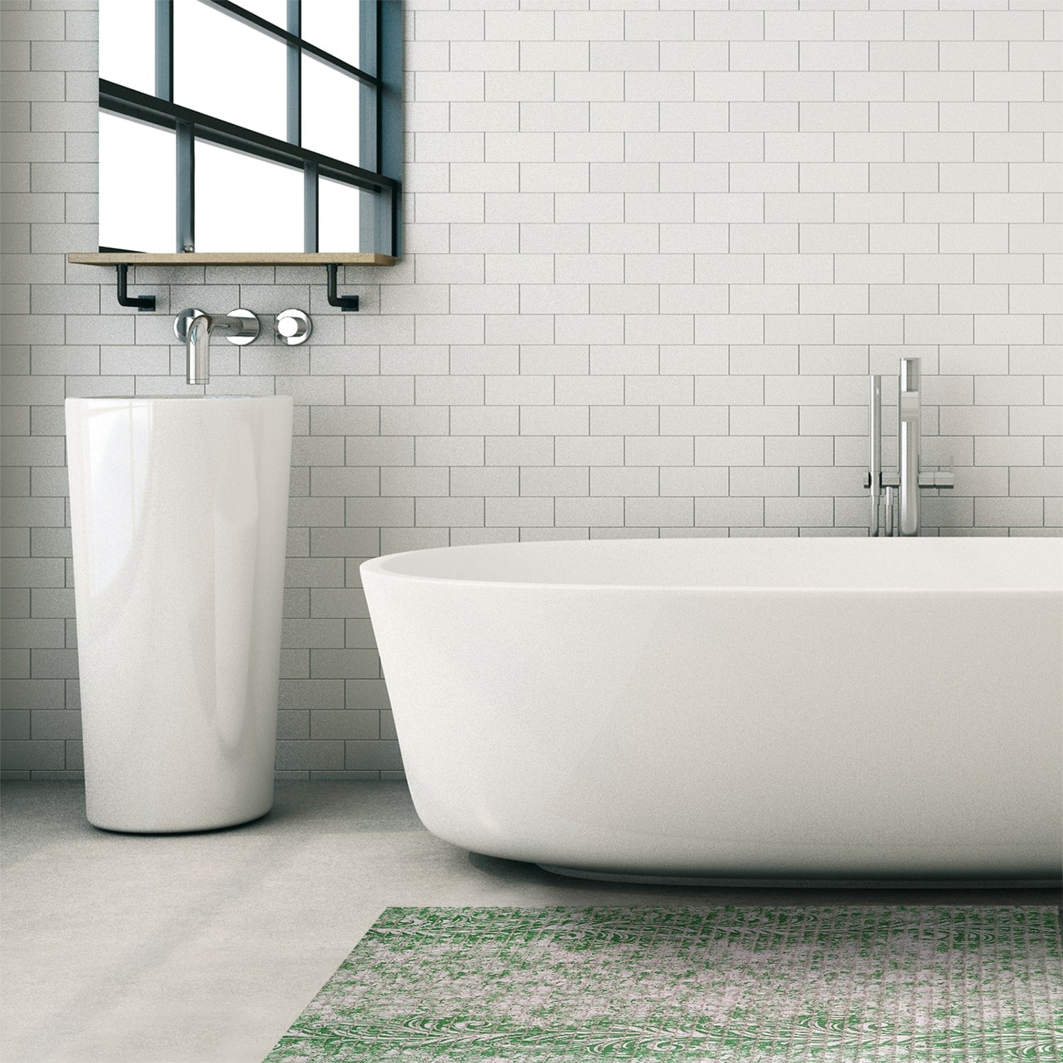 Vines Bathroom Mat - 35" x 26" Green Waterproof Non-Slip Quick Dry Rug, Non-Absorbent Dirt Resistant Perfect for Kitchen, Bathroom and Restroom