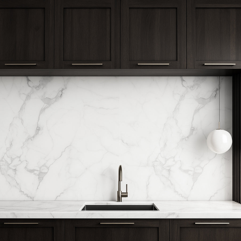 Faux Marble Wall Panels - 2 ft X 4 ft - Glossy, Waterproof Indoor Wall Cladding - White, Grey, Black Veins