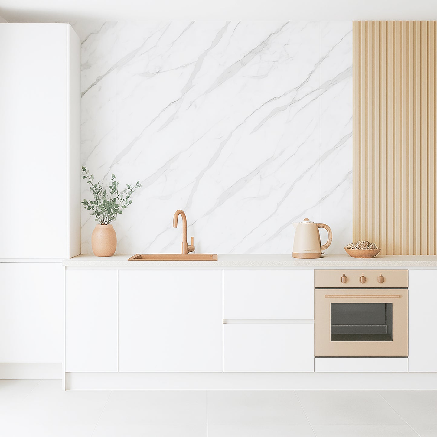 Faux Marble Wall Panels - 2 ft X 4 ft - Glossy, Waterproof Indoor Wall Cladding - Off-White, Grey Veins