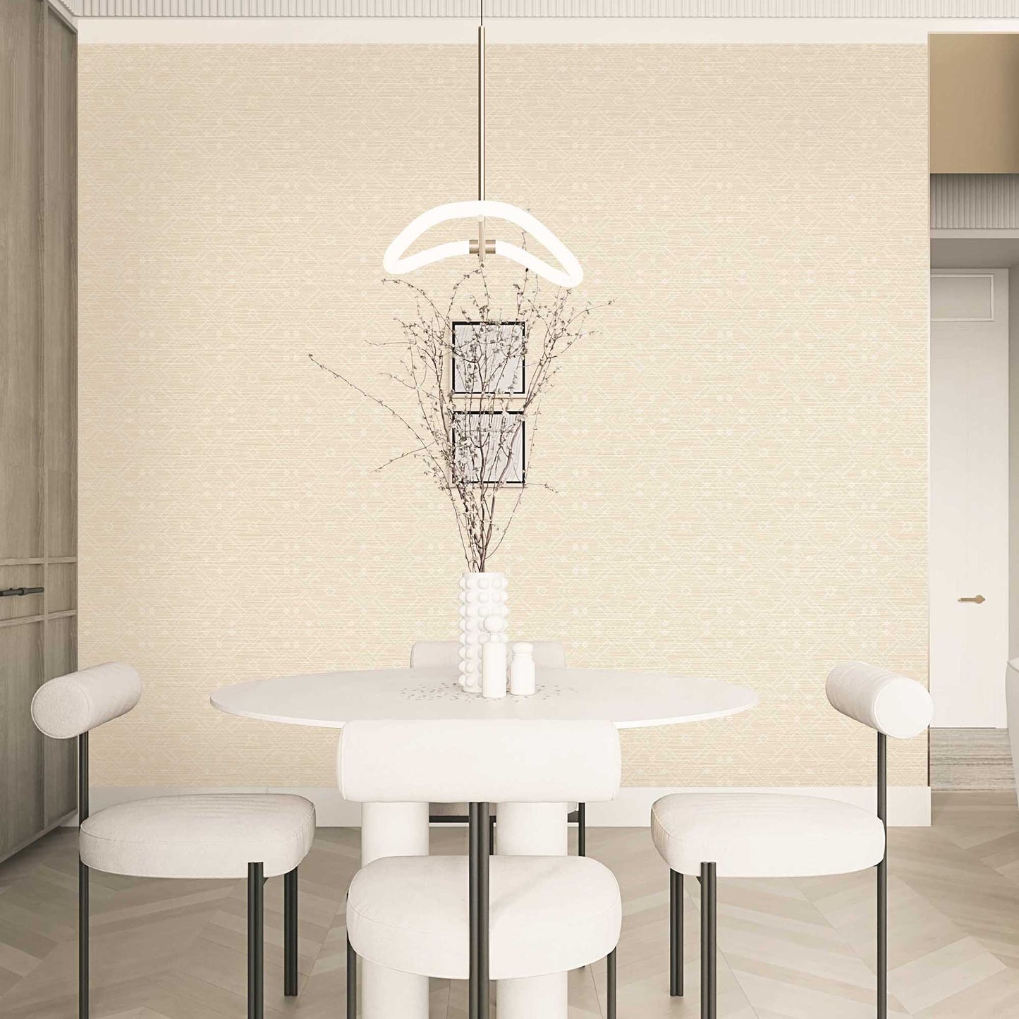 Textured Wallpaper Geometric in Beige