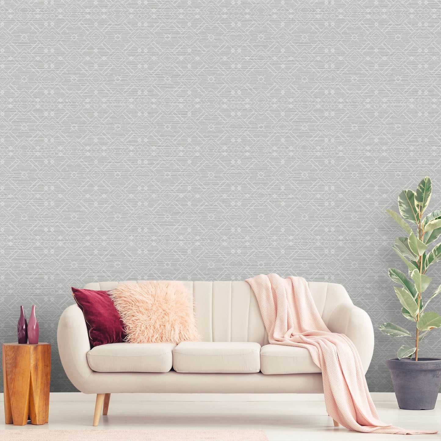 Textured Wallpaper Geometric in Grey