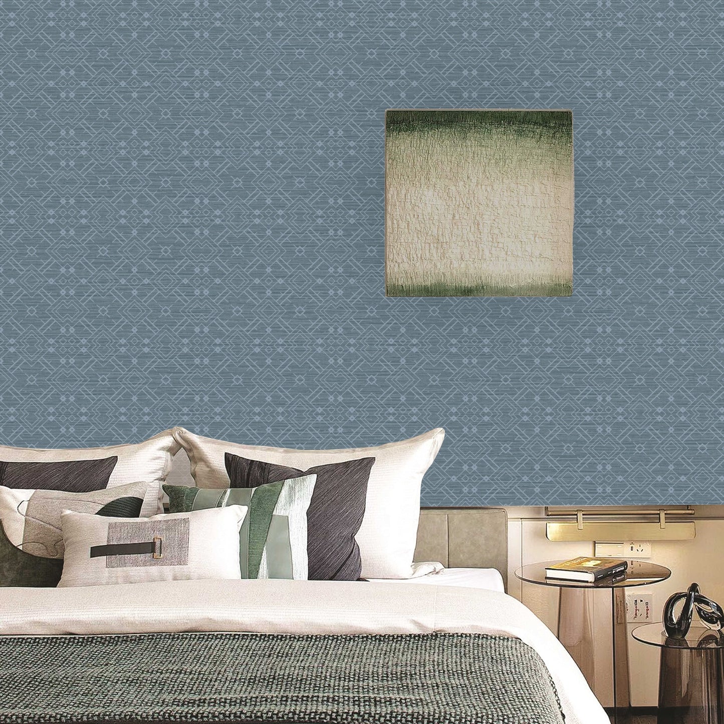 Textured Wallpaper Geometric in Blue