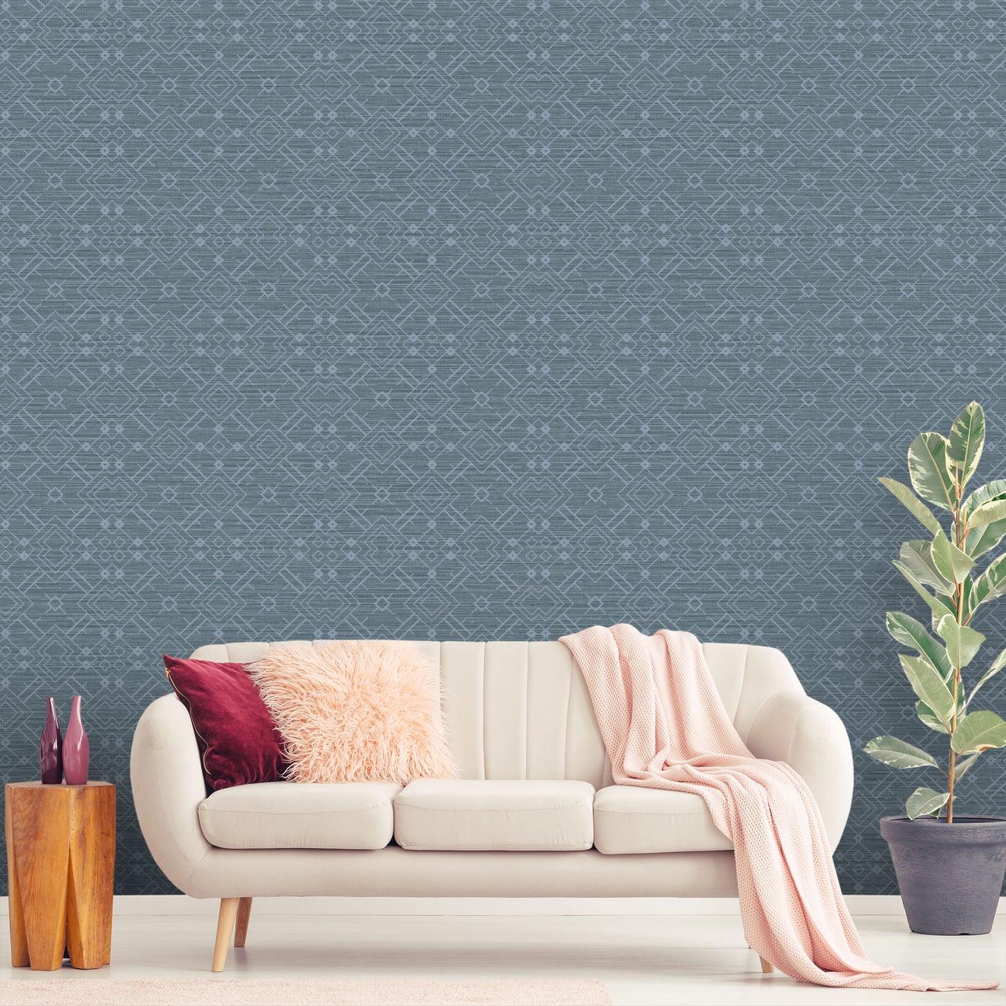 Textured Wallpaper Geometric in Blue