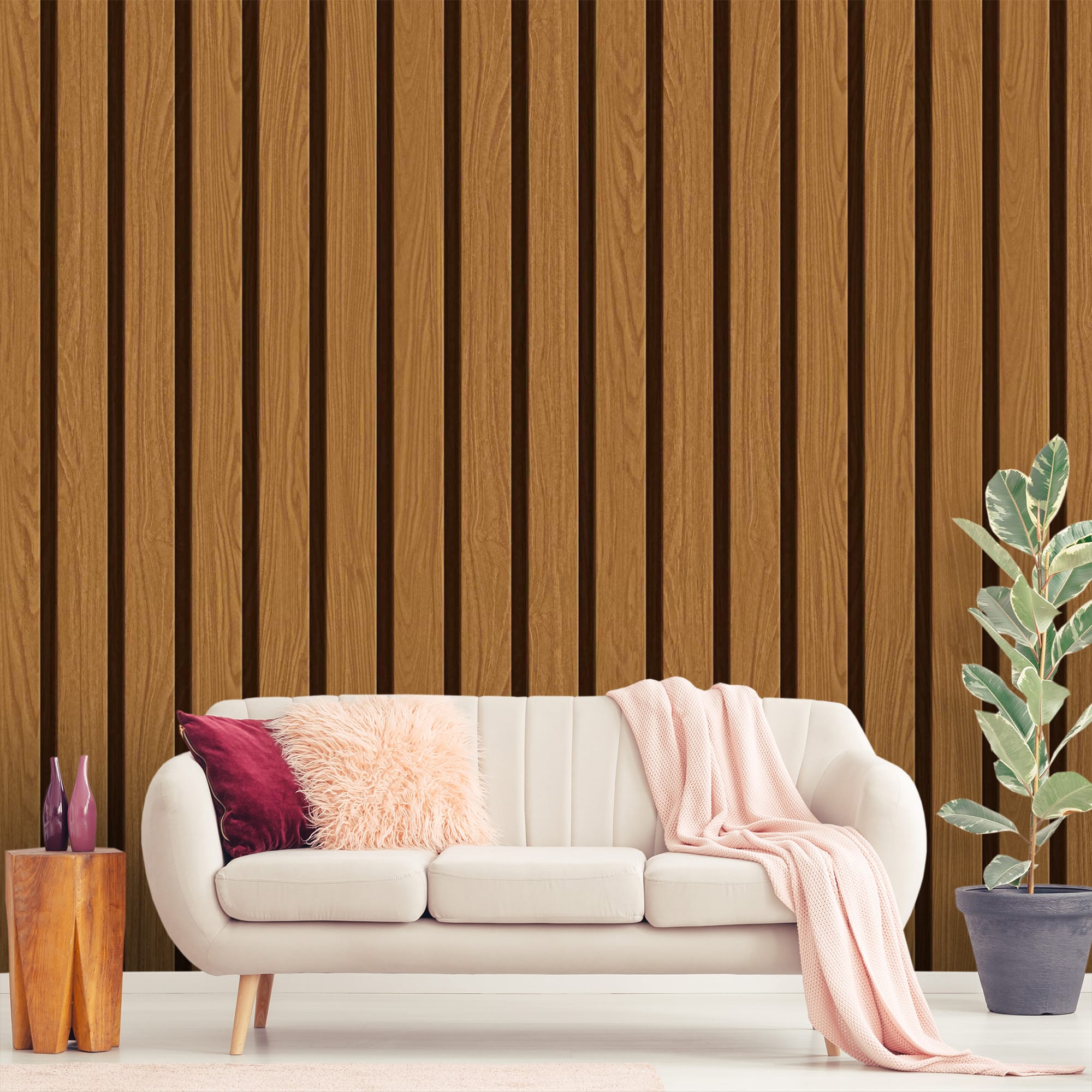 Textured Wallpaper Wood in Brown