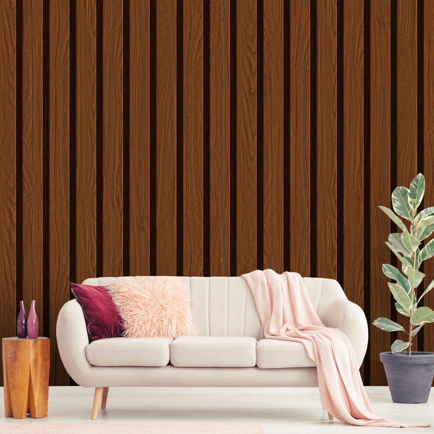 Textured Wallpaper Wood in Chestnut