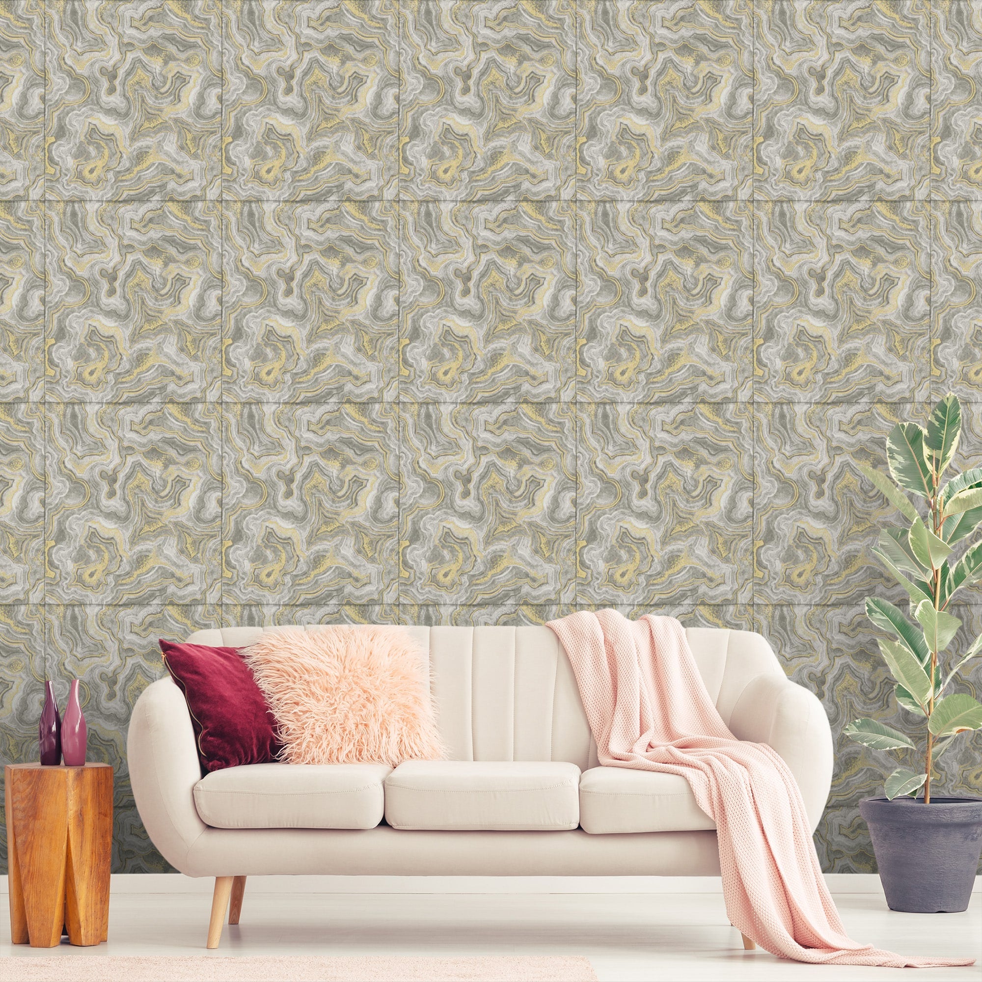 Textured Wallpaper Traditional in Grey|Gold