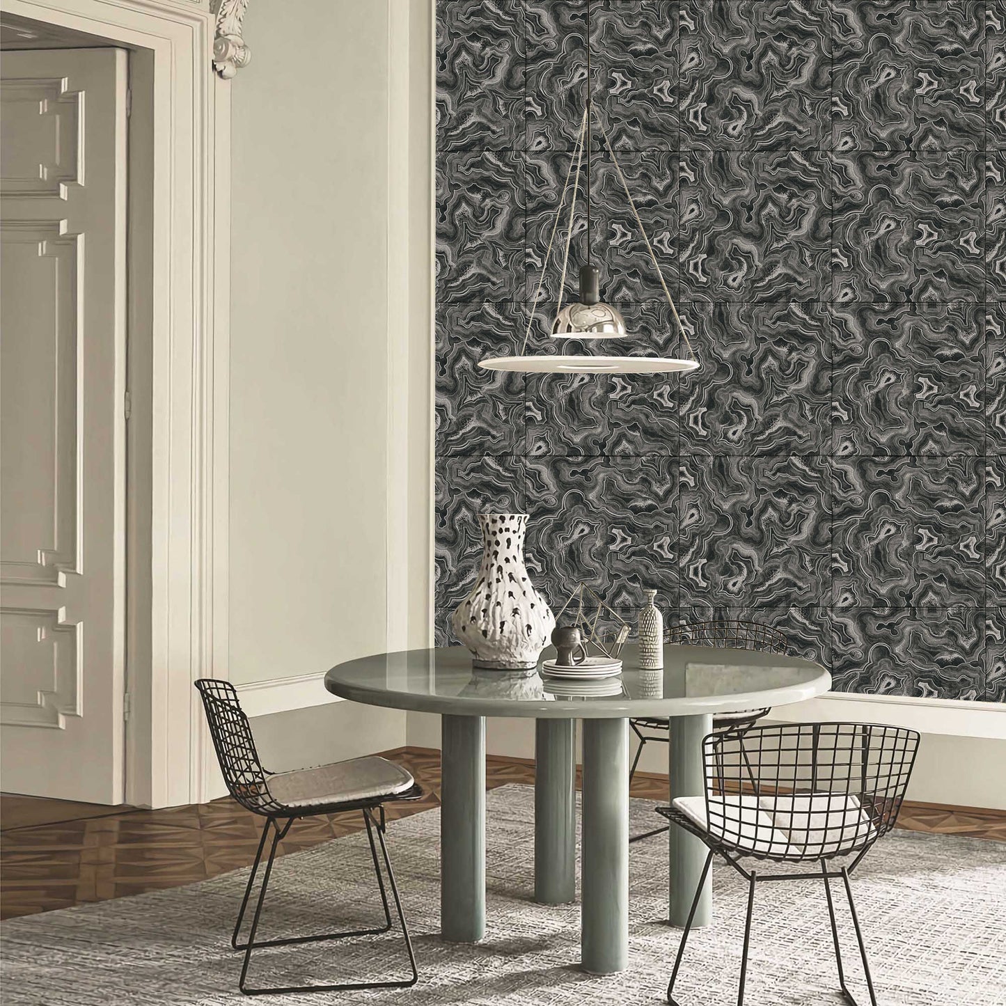 Textured Wallpaper Traditional in Black|White