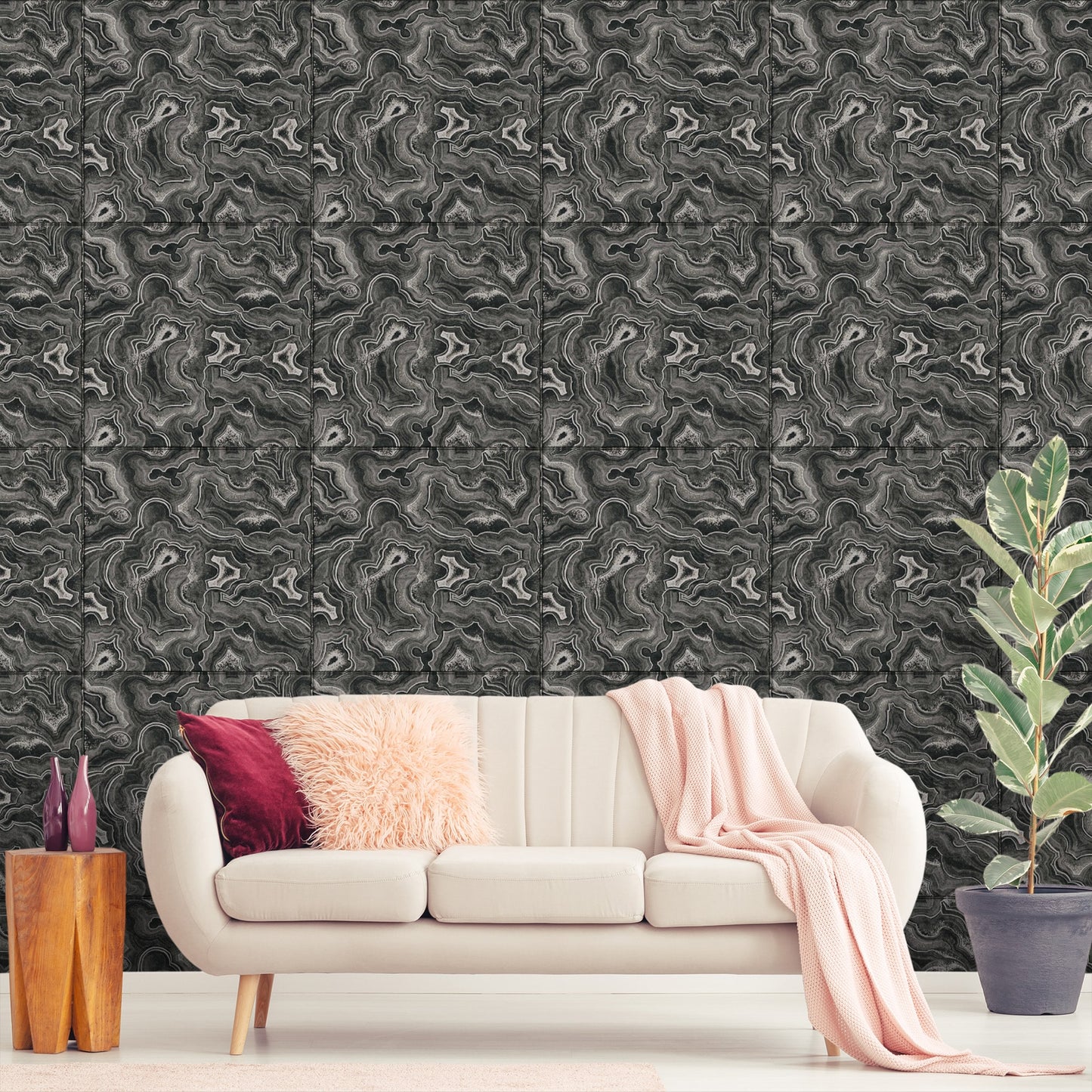 Textured Wallpaper Traditional in Black|White