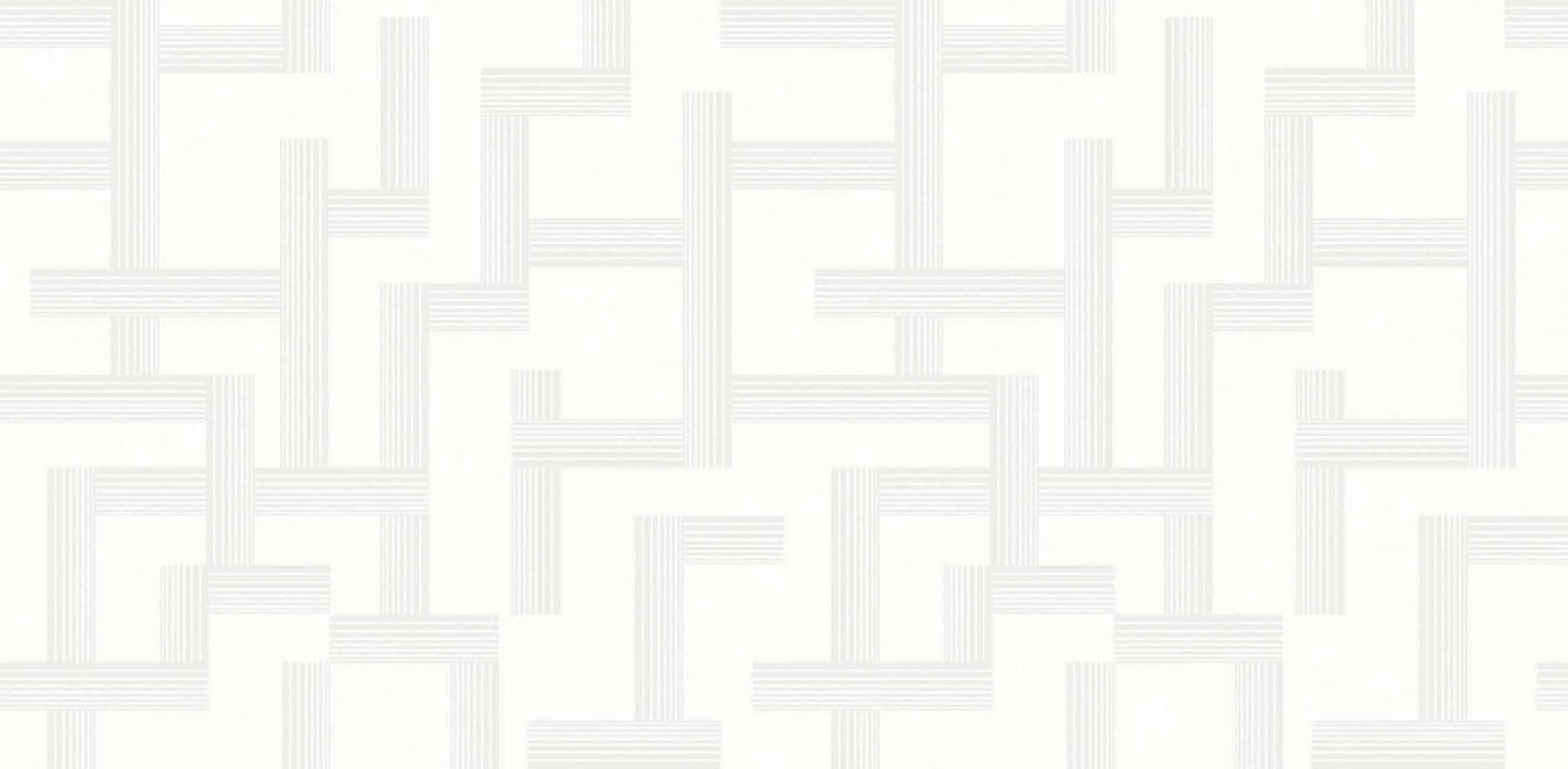 Textured Wallpaper Geometric in White|Silver
