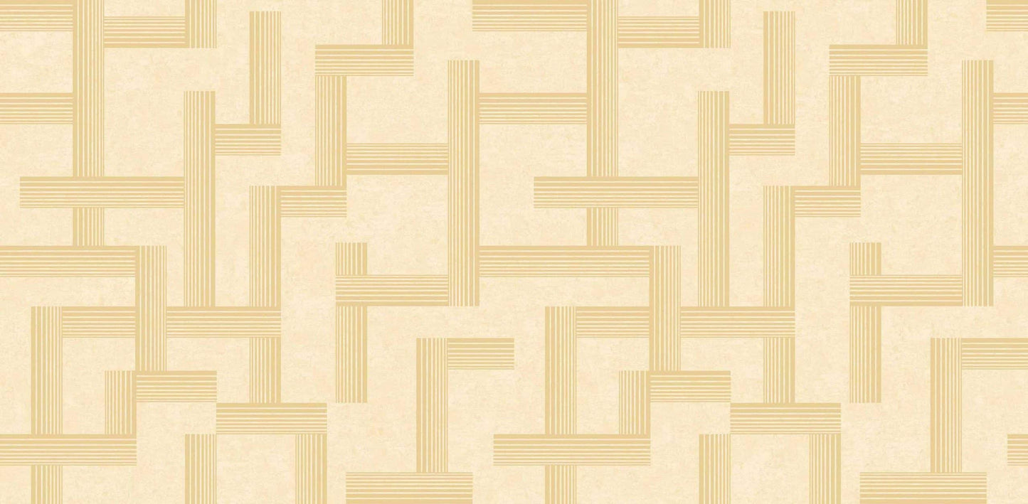 Textured Wallpaper Geometric in Cream|Gold