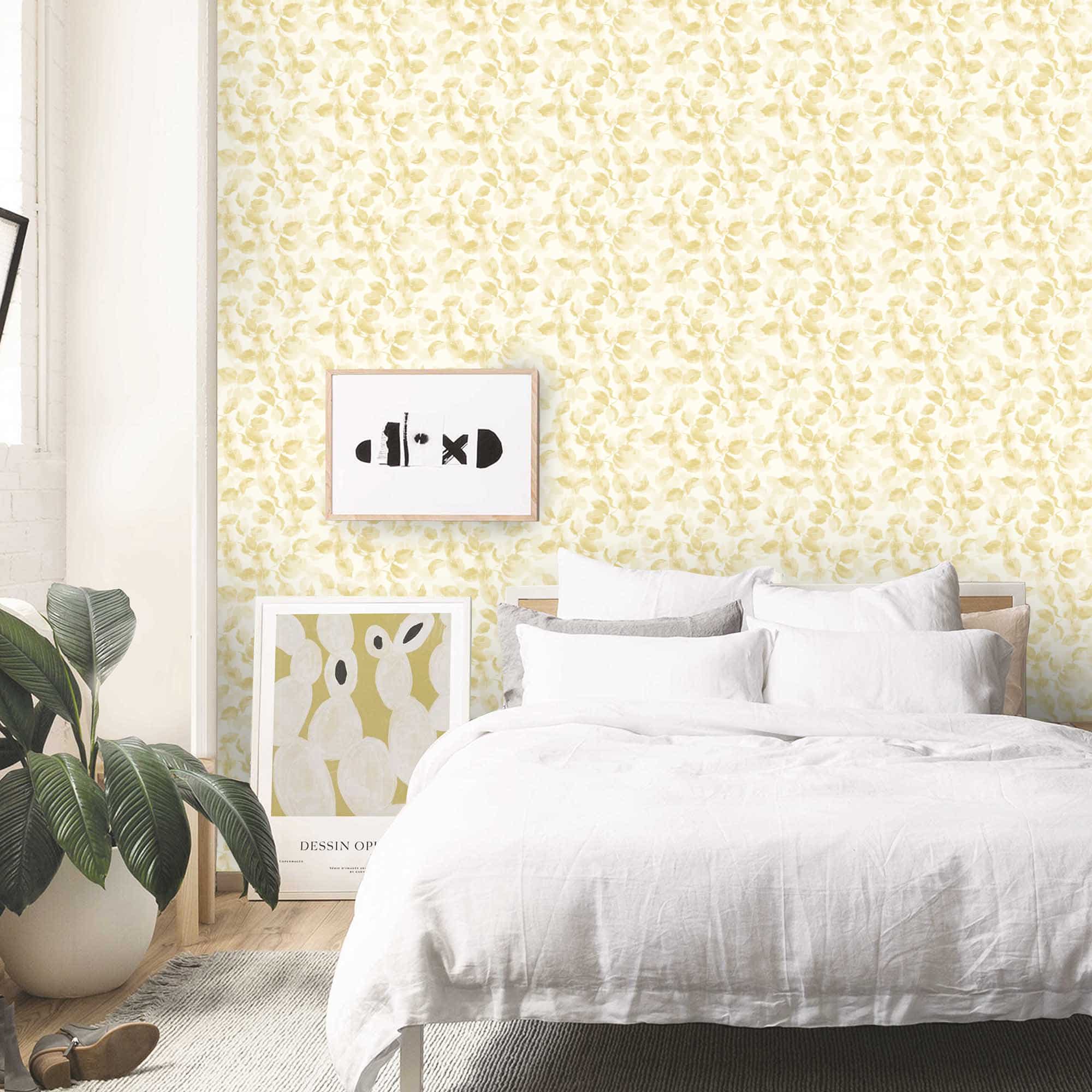 Textured Wallpaper Floral in Gold