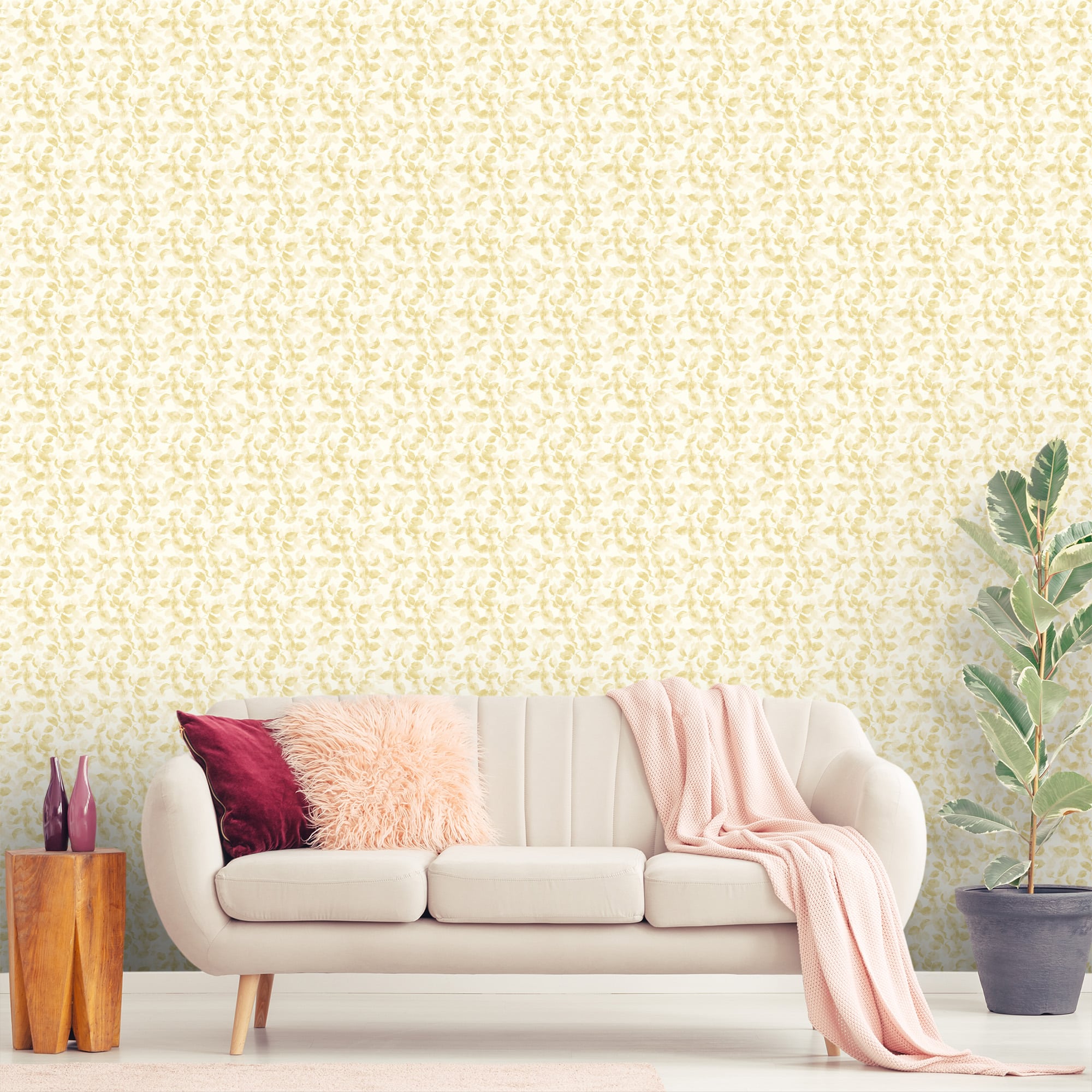 Textured Wallpaper Floral in Gold