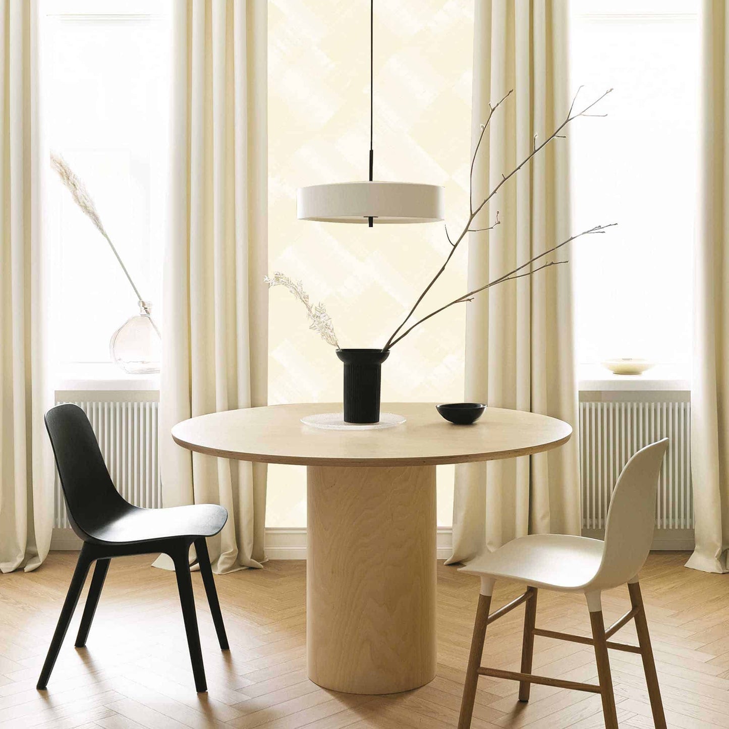 Textured Wallpaper Geometric in White|Yellow