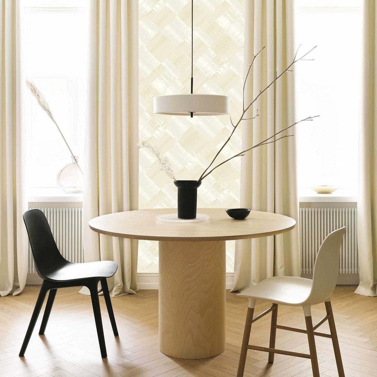 Textured Wallpaper Geometric in Beige