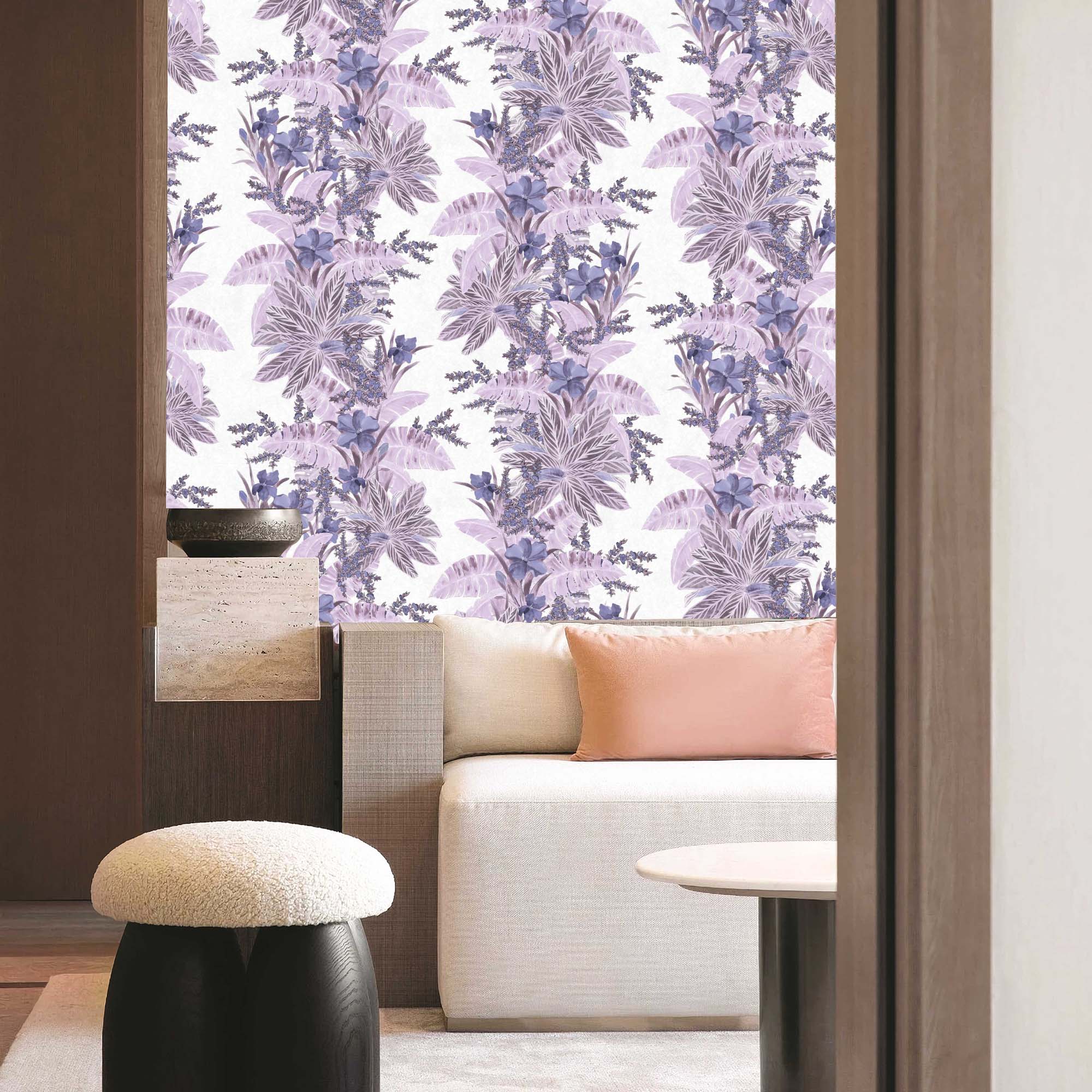 Textured Wallpaper Floral in Purple