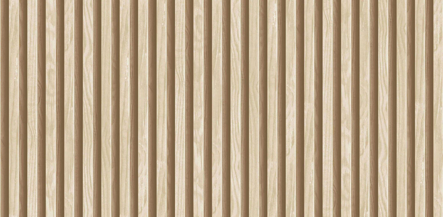 Textured Wallpaper Wood in Beige