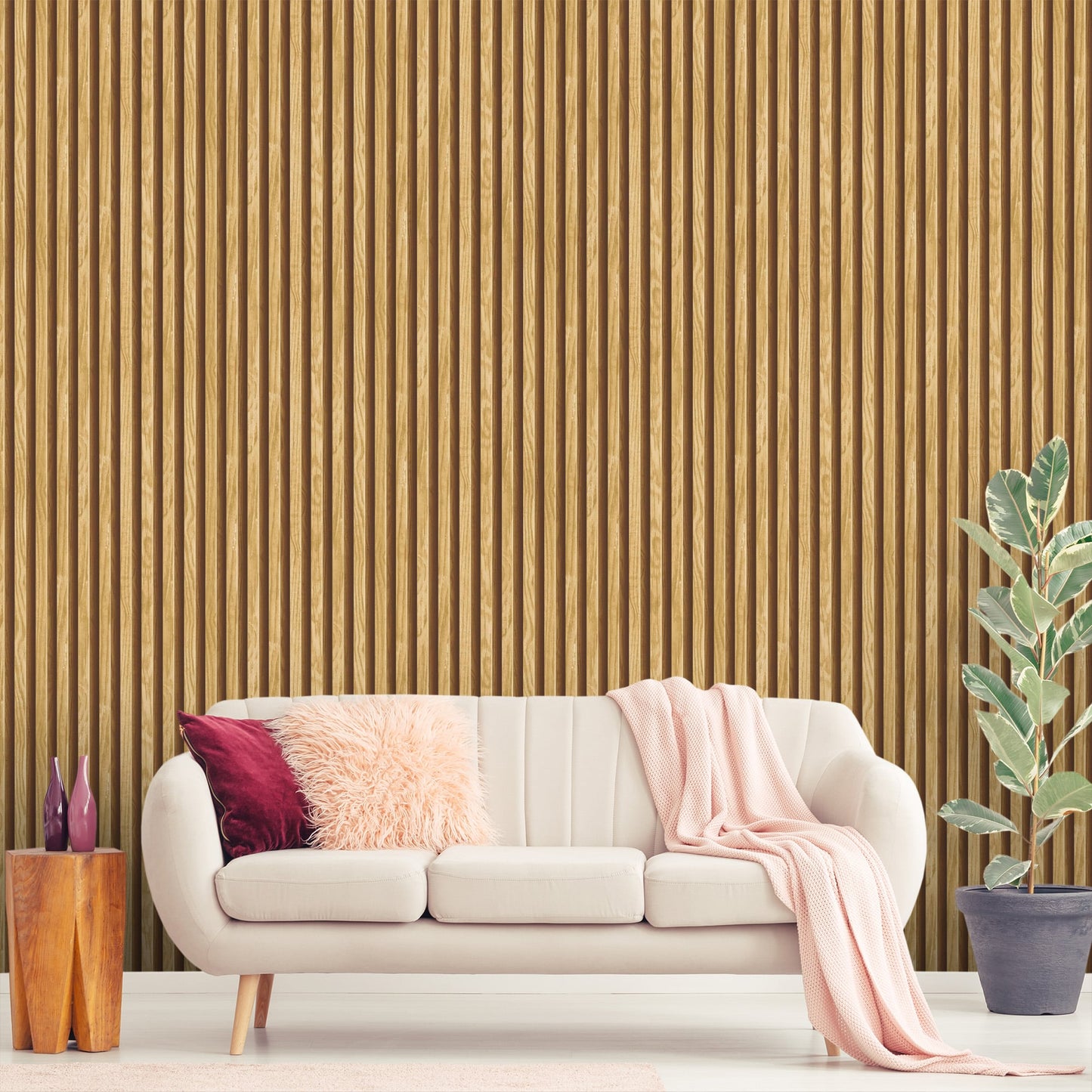 Textured Wallpaper Wood in Yellow