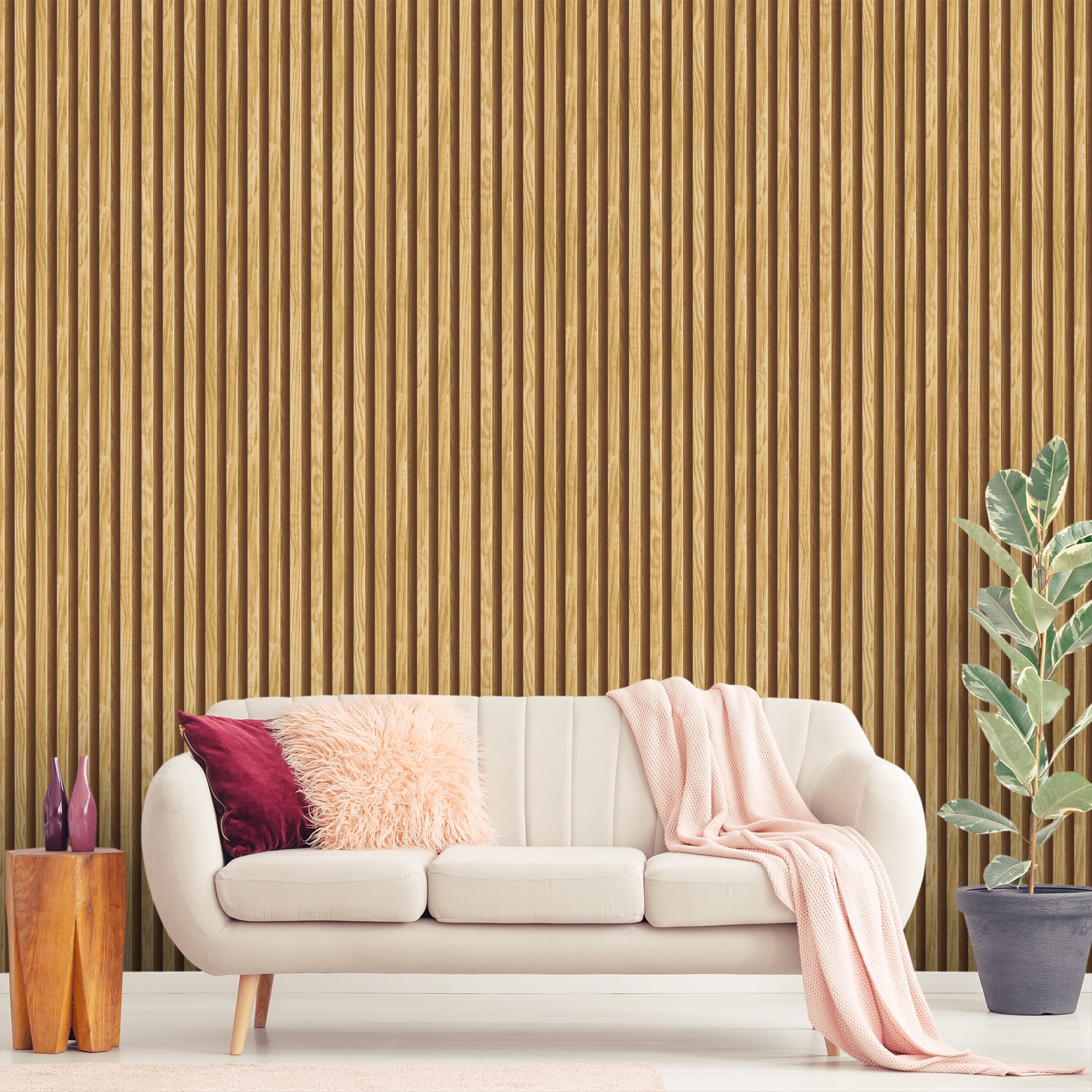 Textured Wallpaper Wood in Yellow