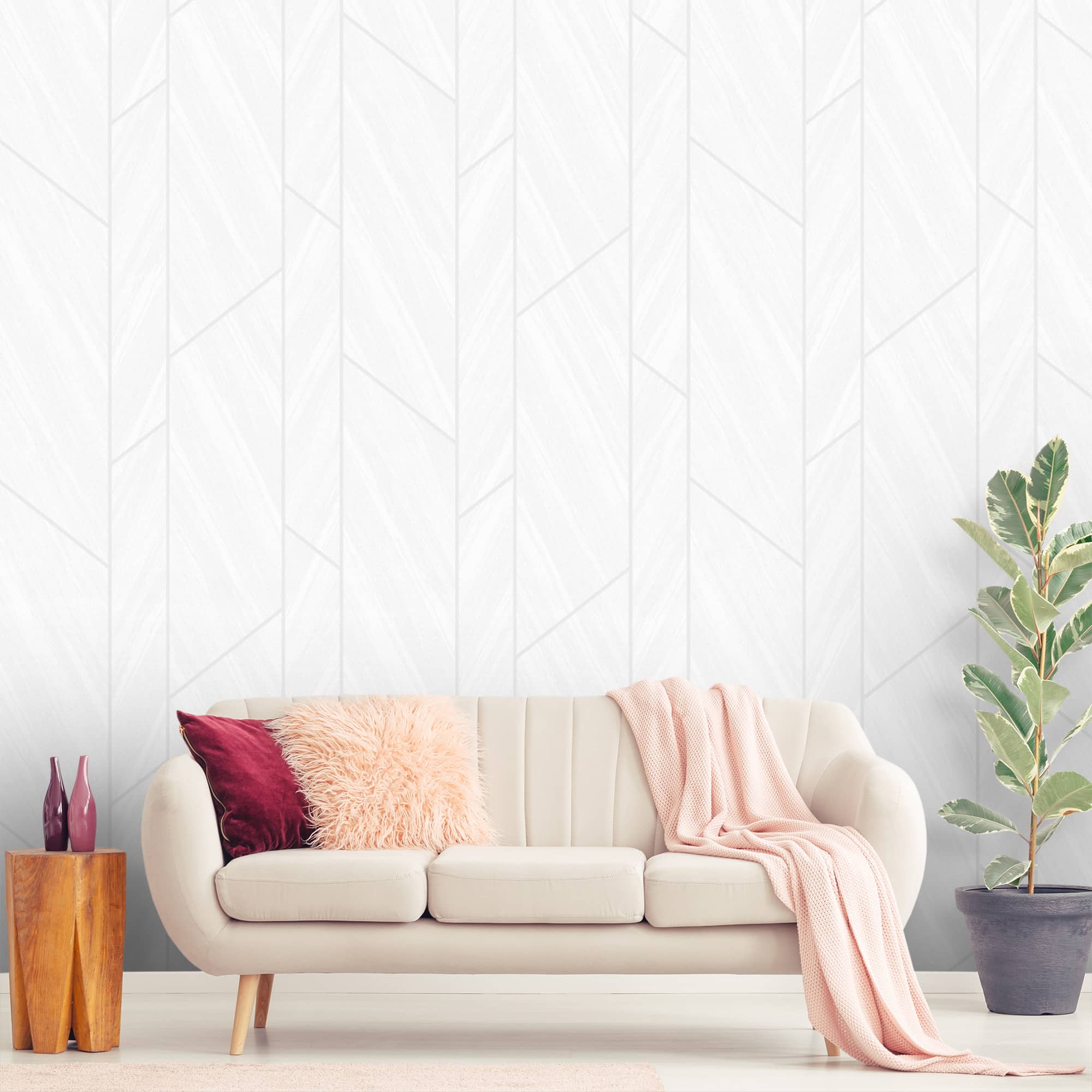 Textured Wallpaper Geometric in White