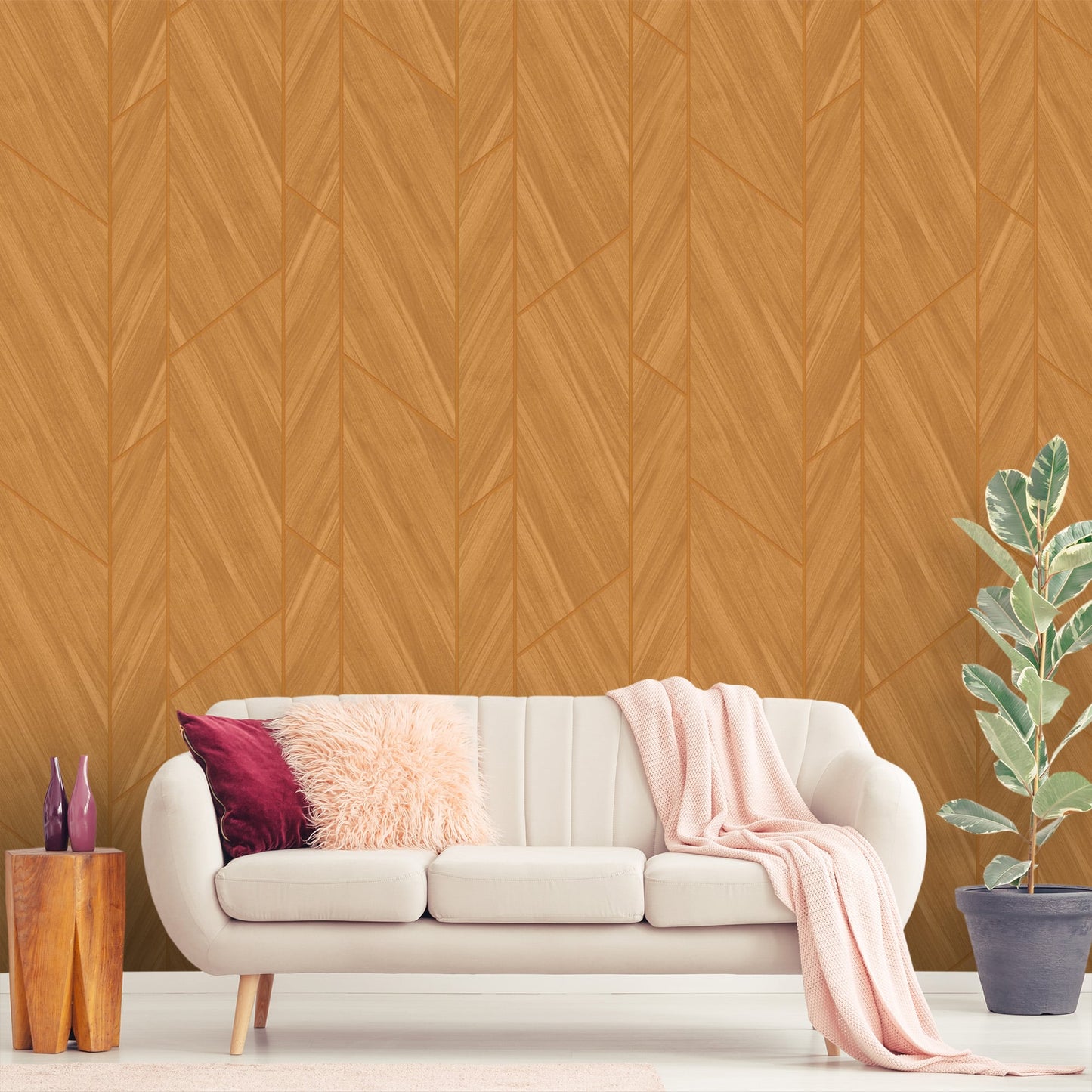 Textured Wallpaper Geometric in Yellow