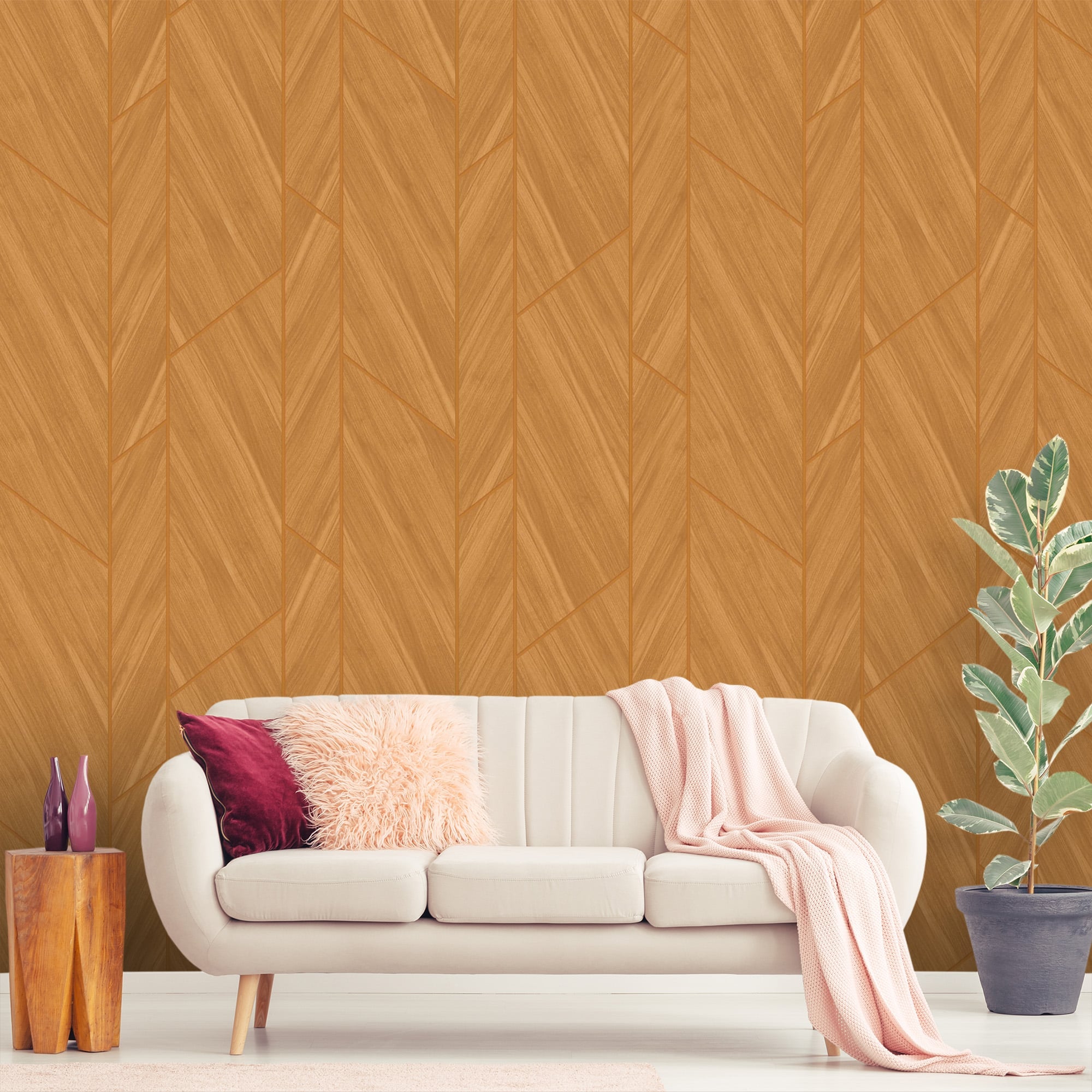 Textured Wallpaper Geometric in Yellow