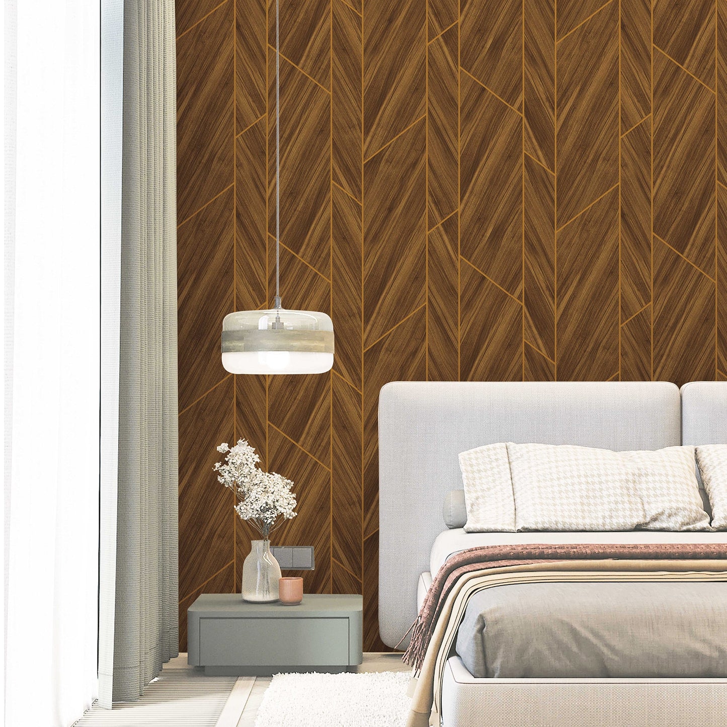 Textured Wallpaper Geometric in Brown