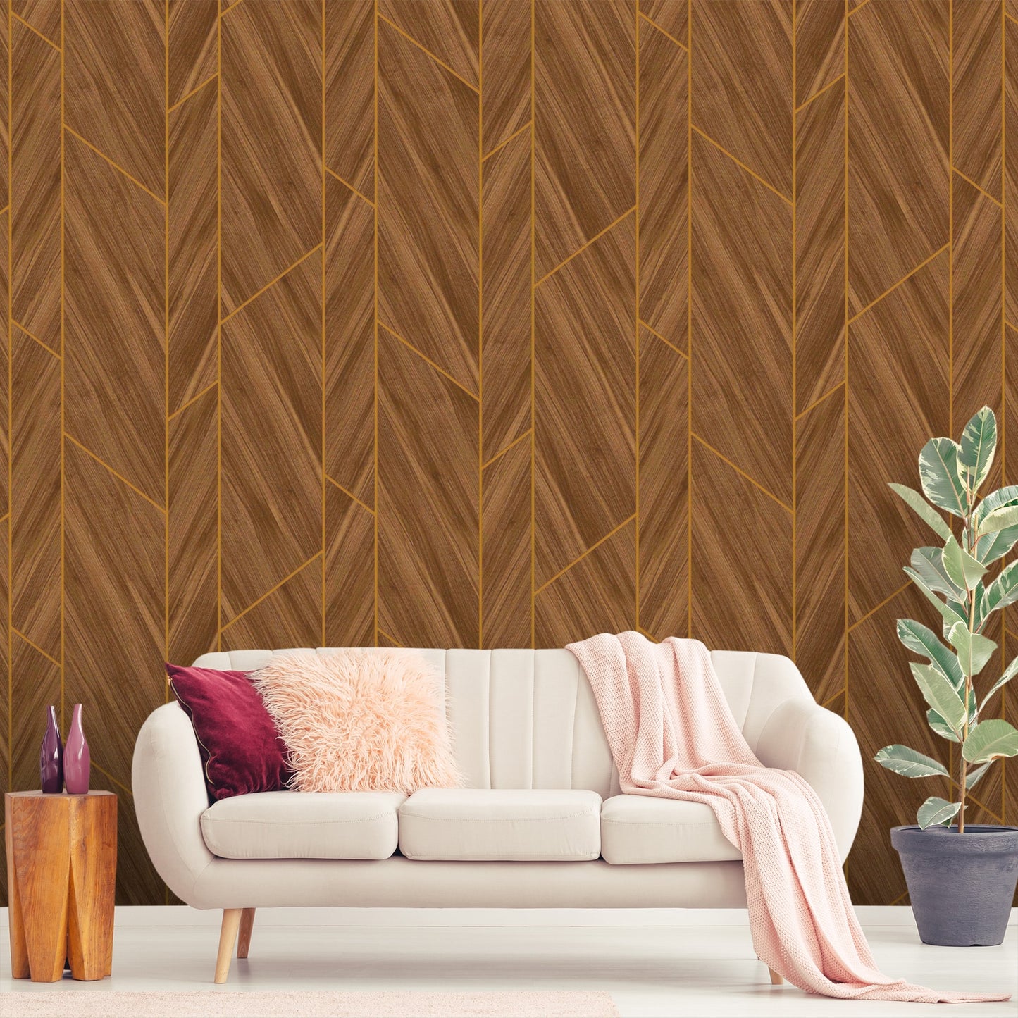 Textured Wallpaper Geometric in Brown