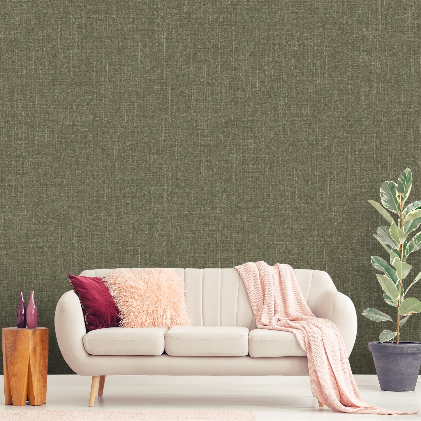 Textured Wallpaper Solid|Grunge in Green
