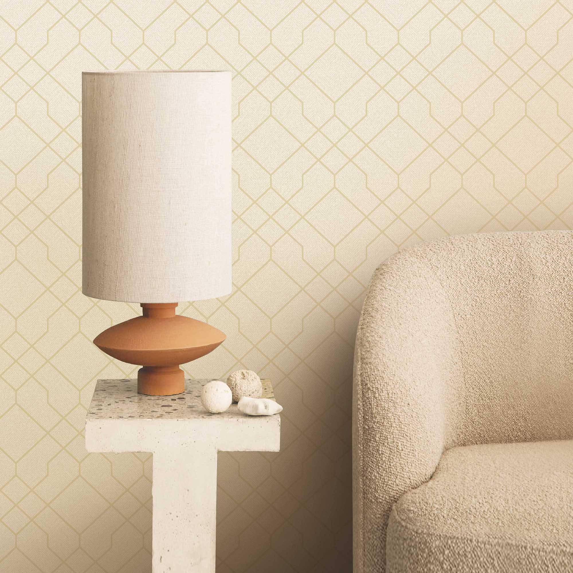 Textured Wallpaper Geometric in Gold