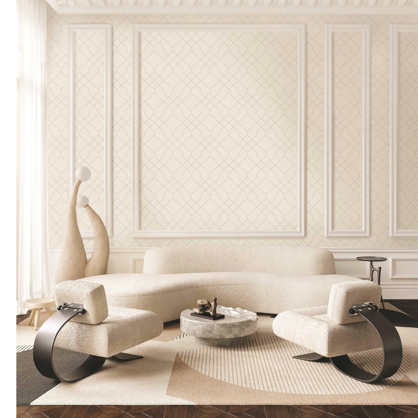 Textured Wallpaper Geometric in Beige