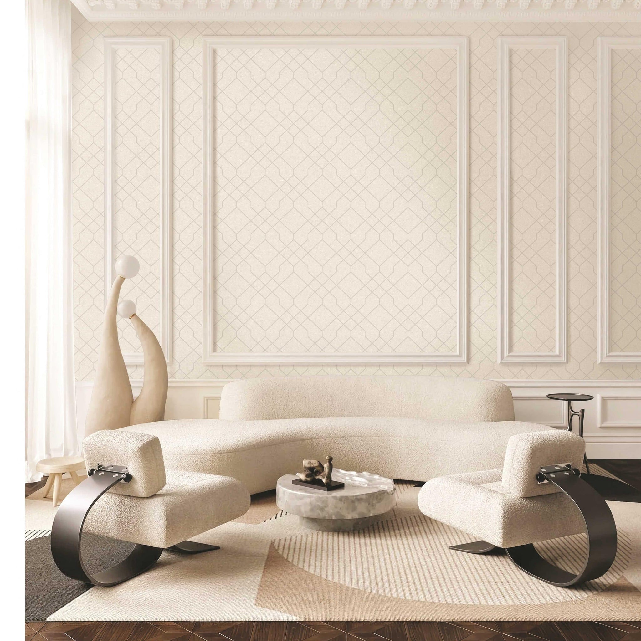 Textured Wallpaper Geometric in Beige