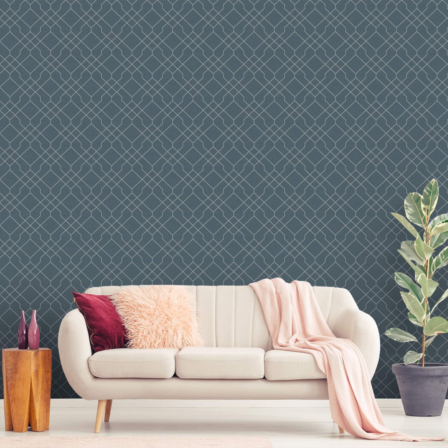 Textured Wallpaper Geometric in Blue