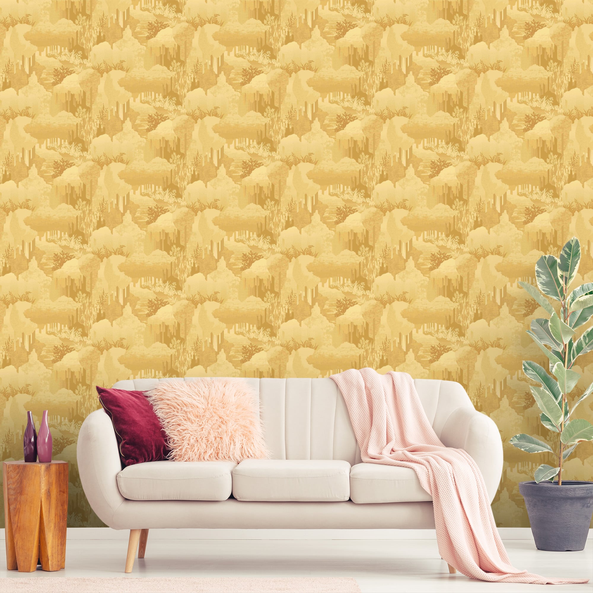 Textured Wallpaper Vintage in Gold
