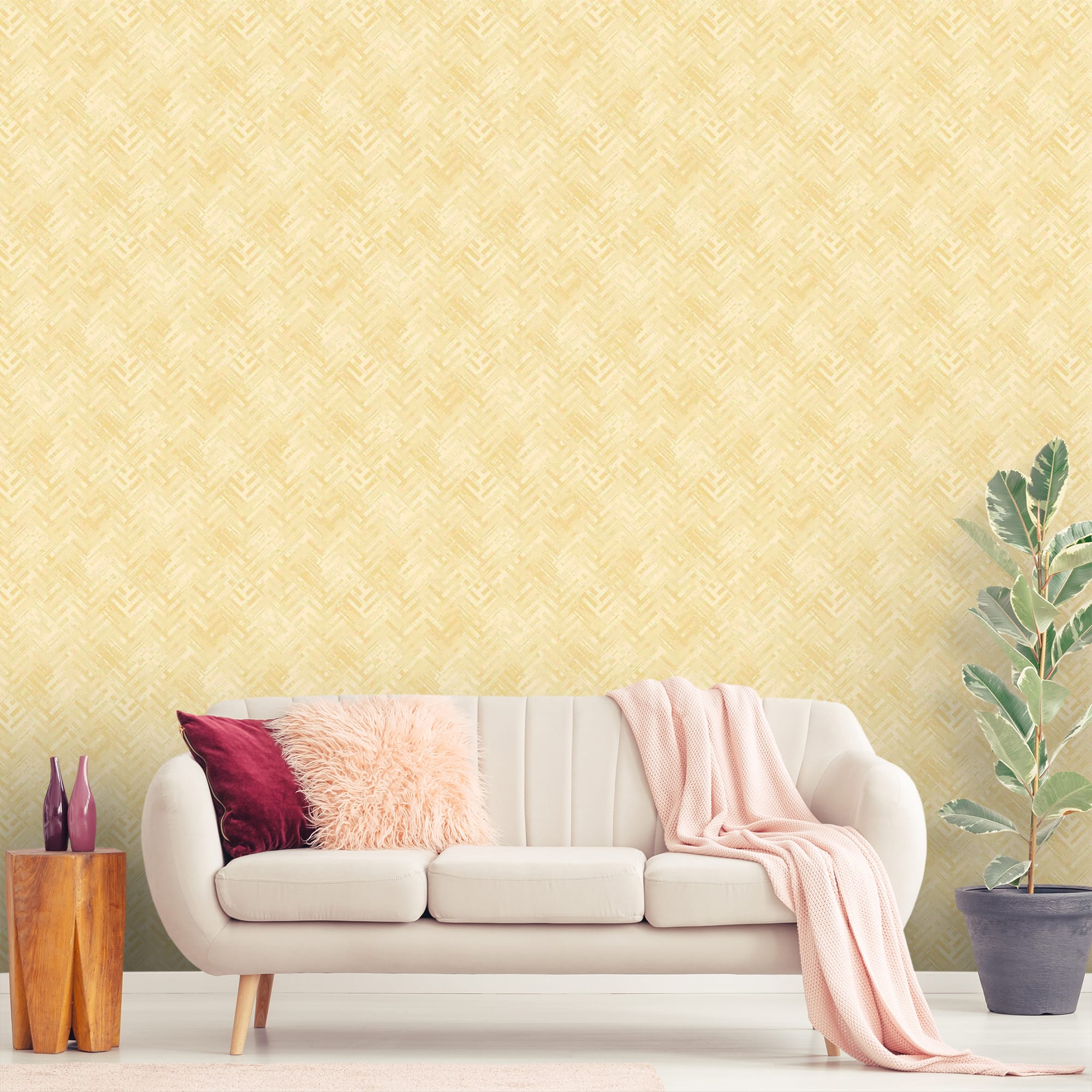 Textured Wallpaper Herringbone in Gold
