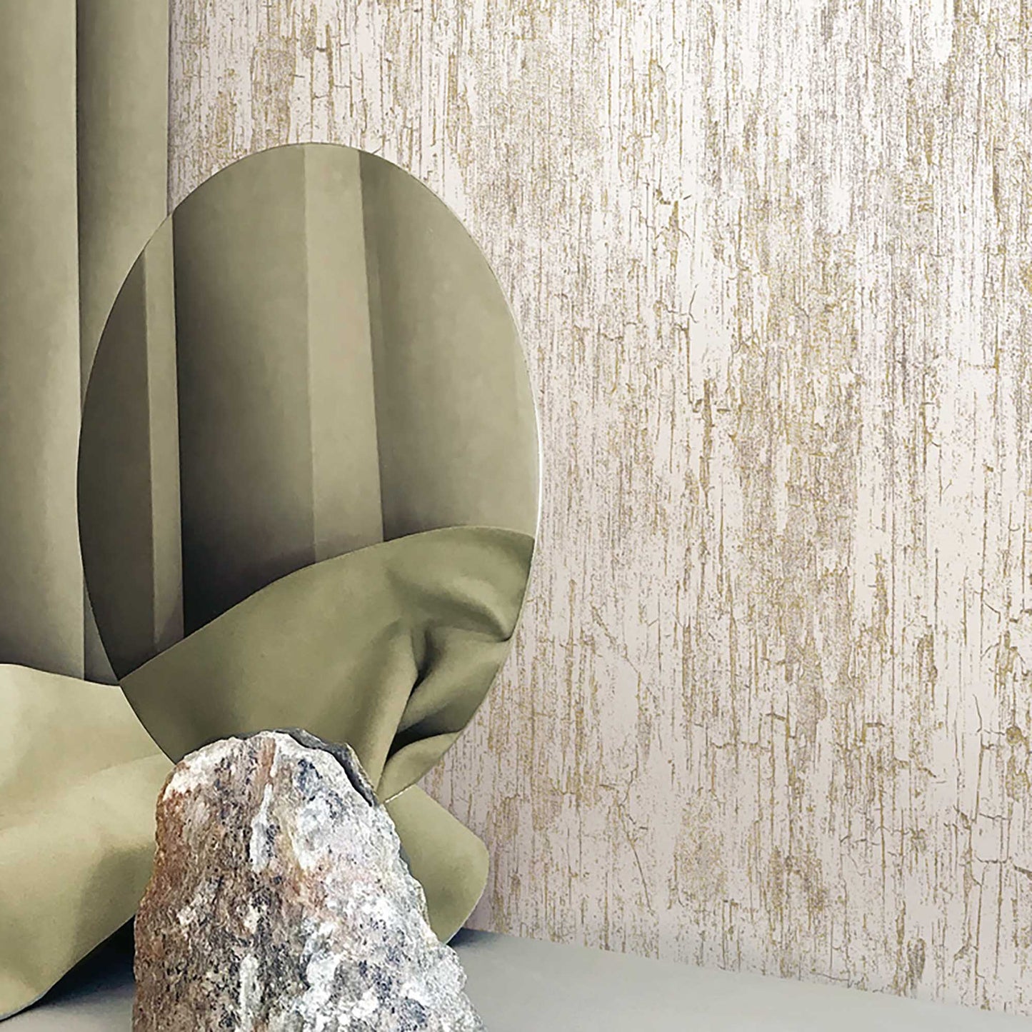 Textured Wallpaper Abstract|Plastered|Distressed in White|Grey