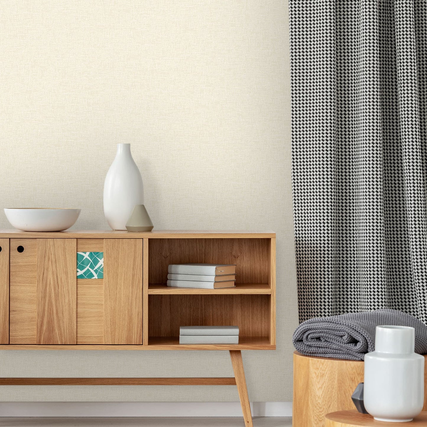 Textured Wallpaper Fabric in Cream