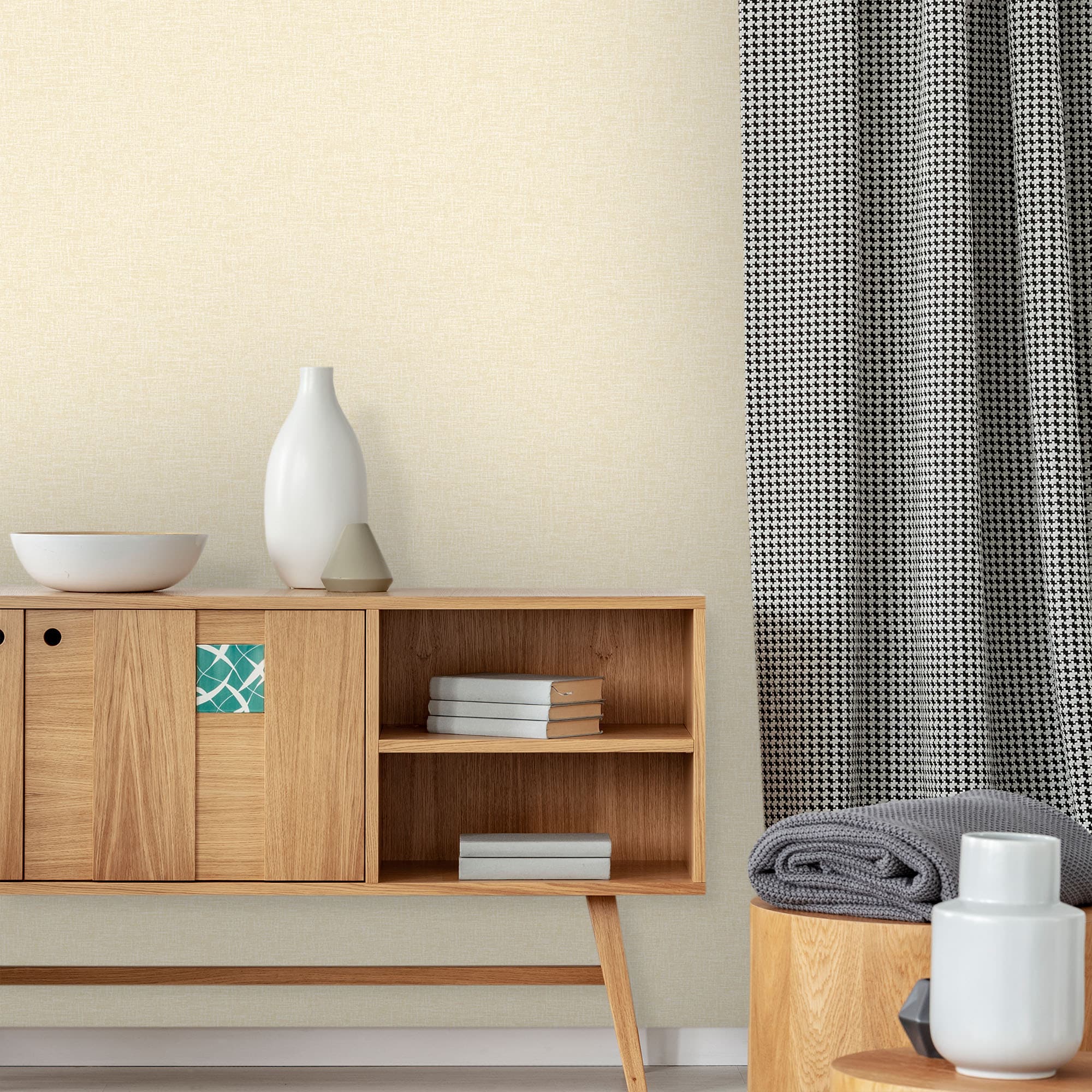 Textured Wallpaper Fabric in Beige