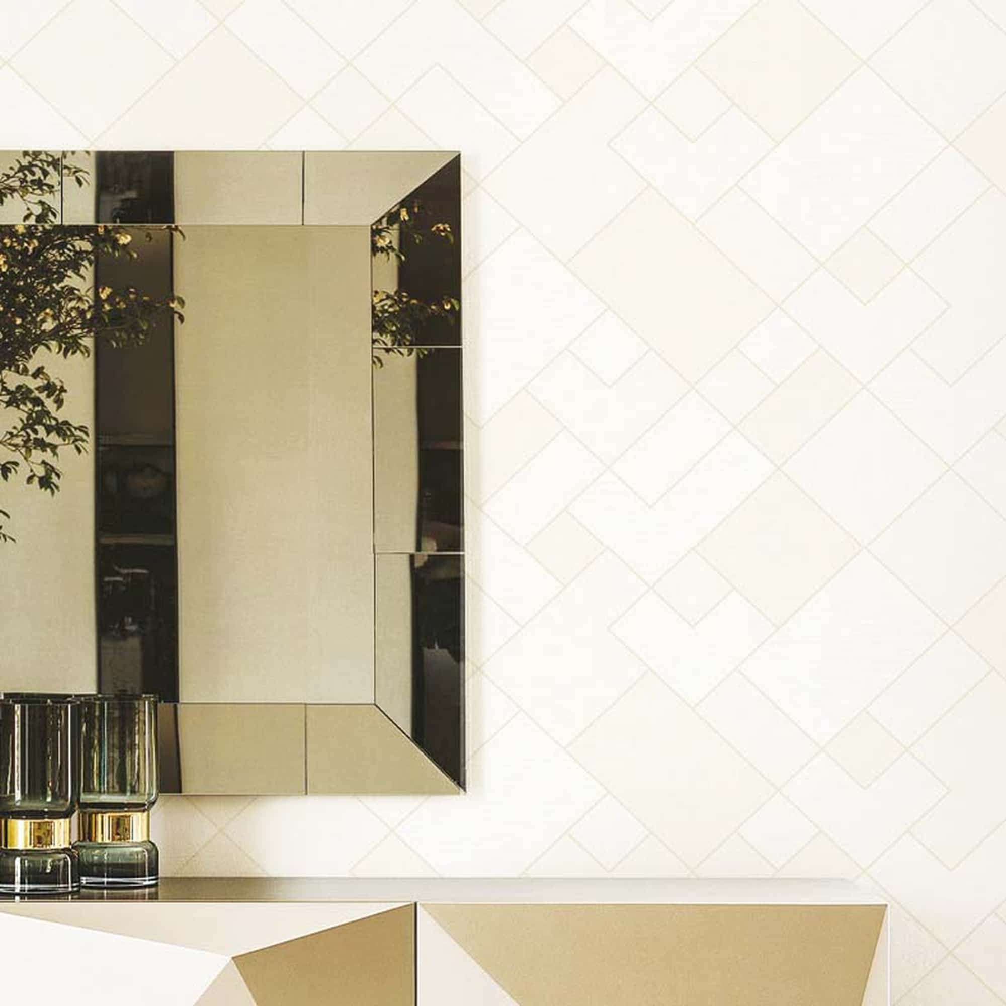 Textured Wallpaper Geometric|Fabric in White