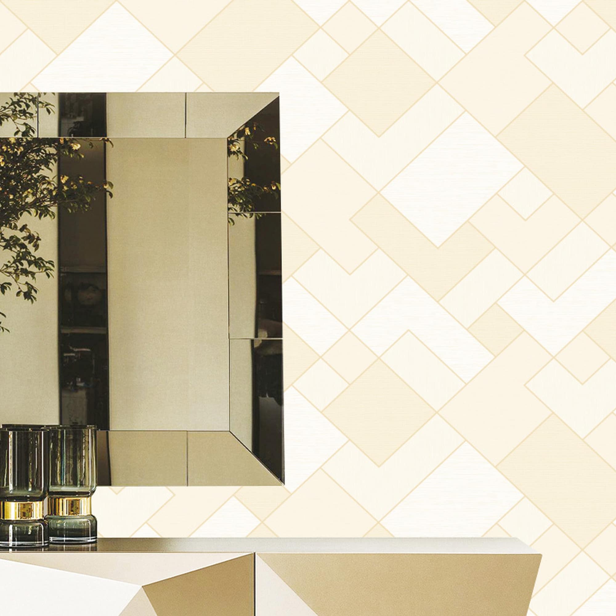 Textured Wallpaper Geometric|Fabric in Yellow