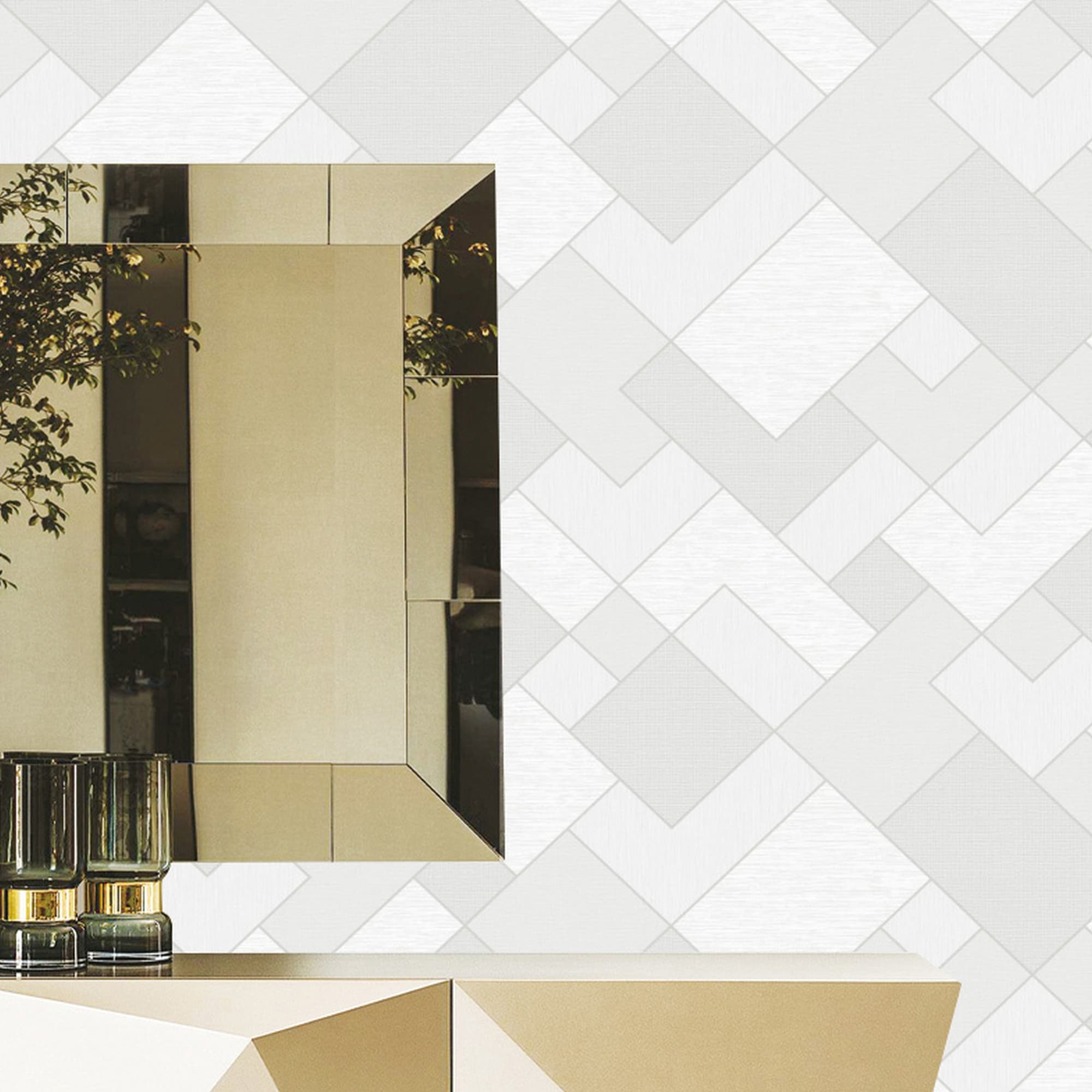 Textured Wallpaper Geometric|Fabric in Grey