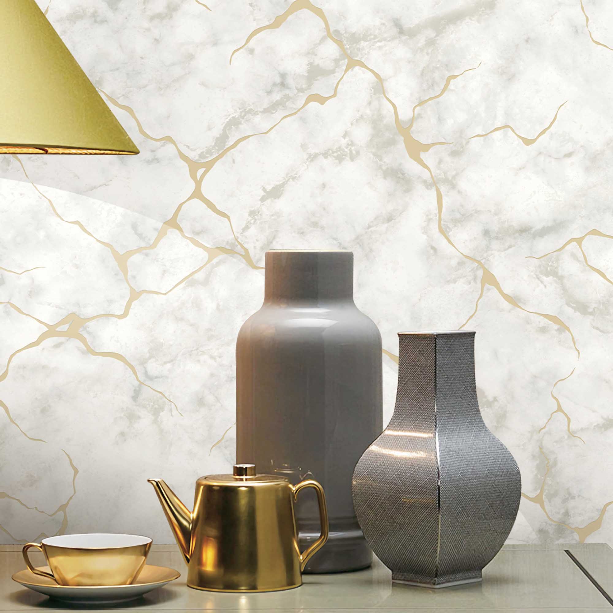 Textured Wallpaper Abstract|Marble in Beige|Gold