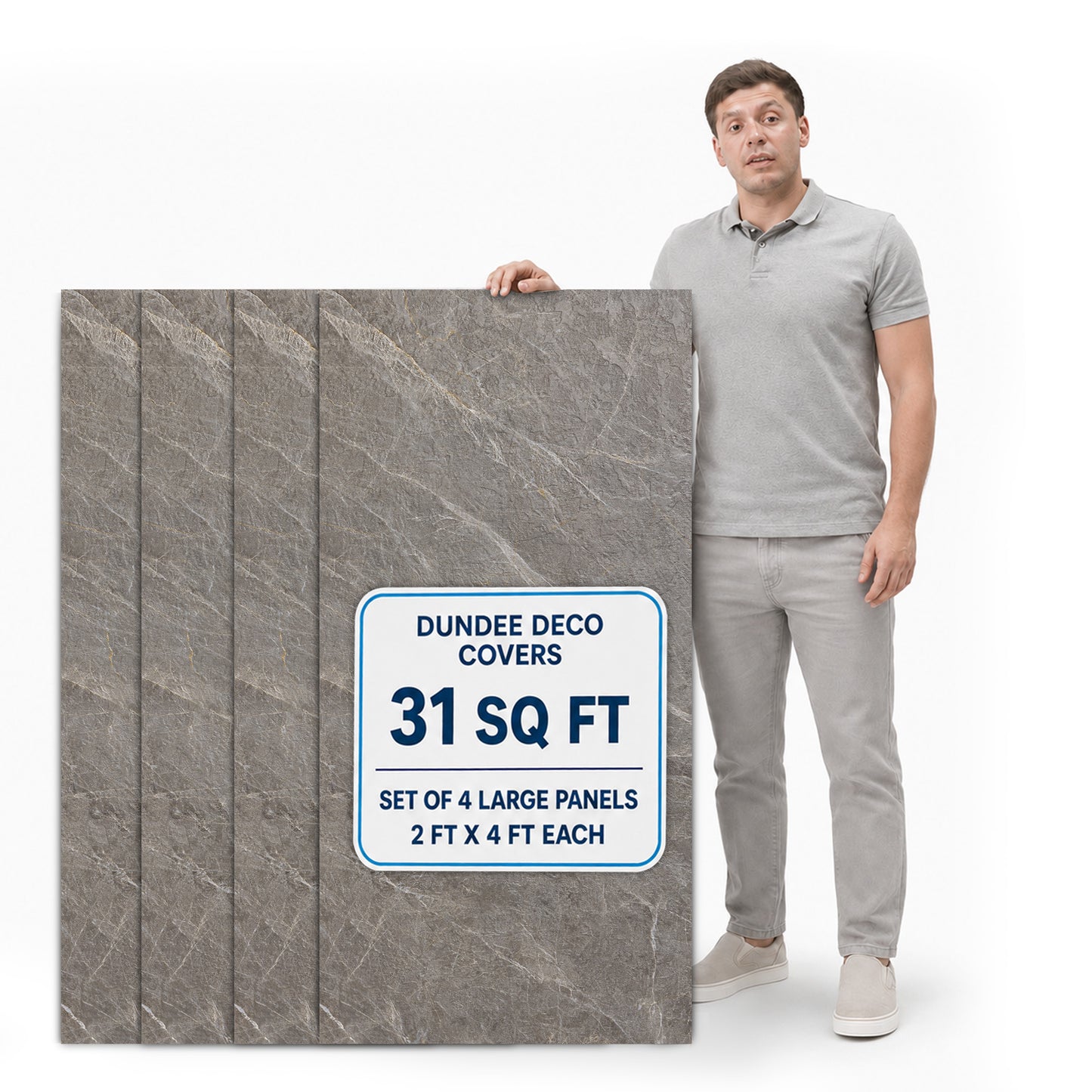 Faux Stone Wall Panels - 2 ft X 4 ft - Waterproof, Matte Textured, DIY Friendly Indoor Wall Cladding  - Dark Grey