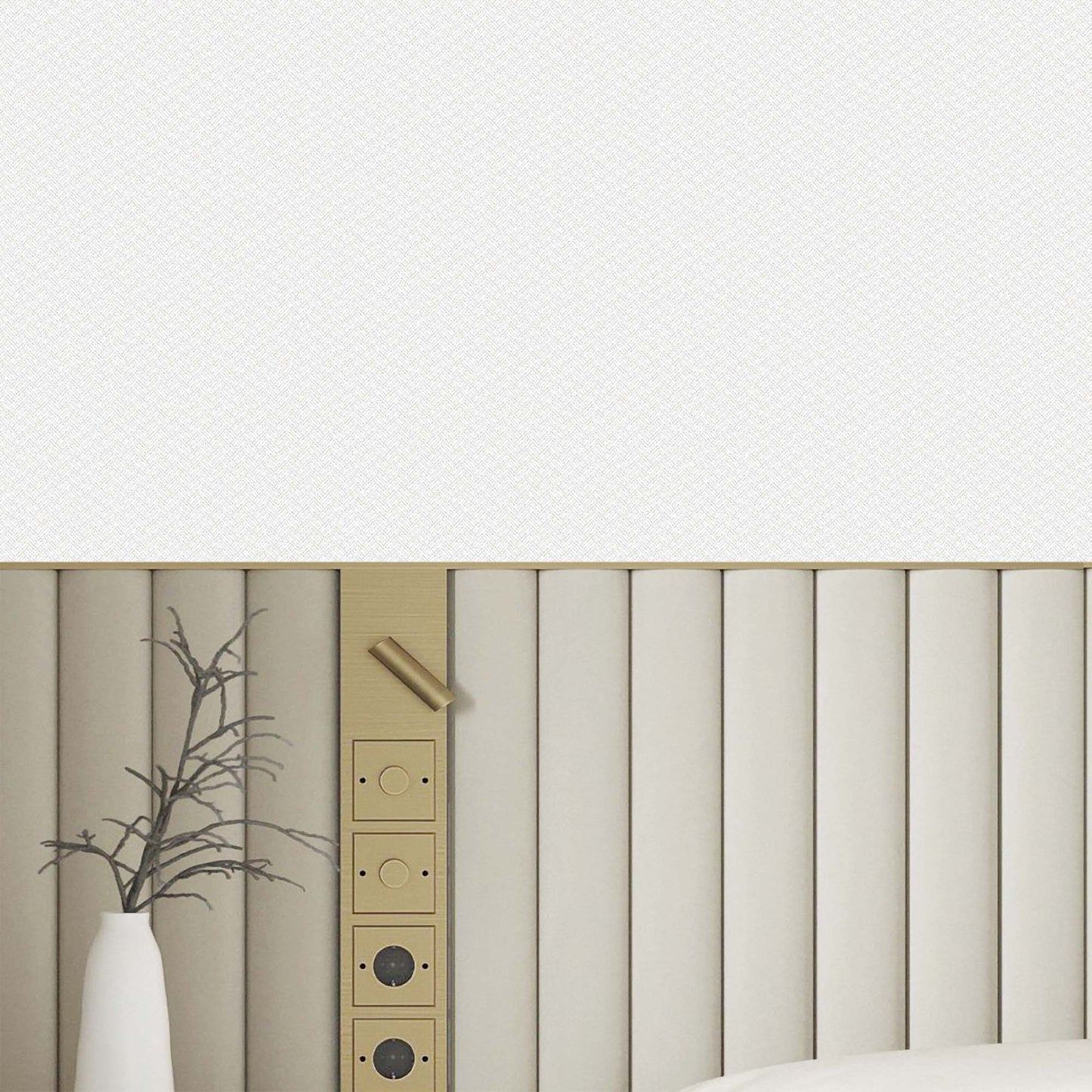 Textured Wallpaper Geometric|Fabric in Light Grey