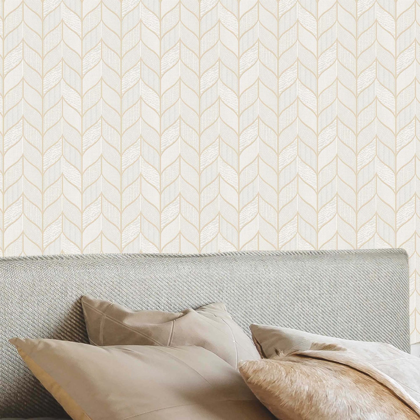 Textured Wallpaper Geometric in Beige