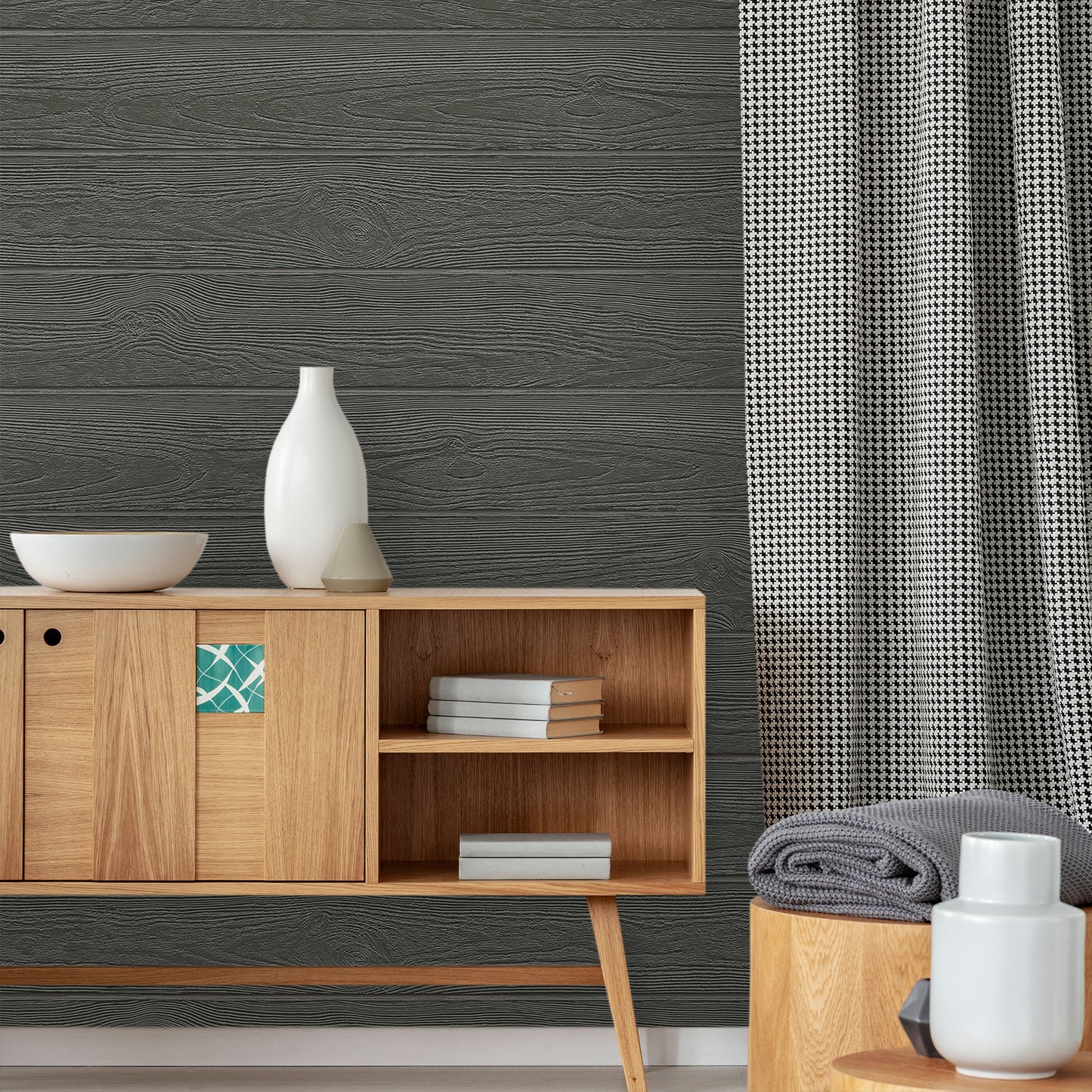 Textured Wallpaper Wood|Rustic in Black